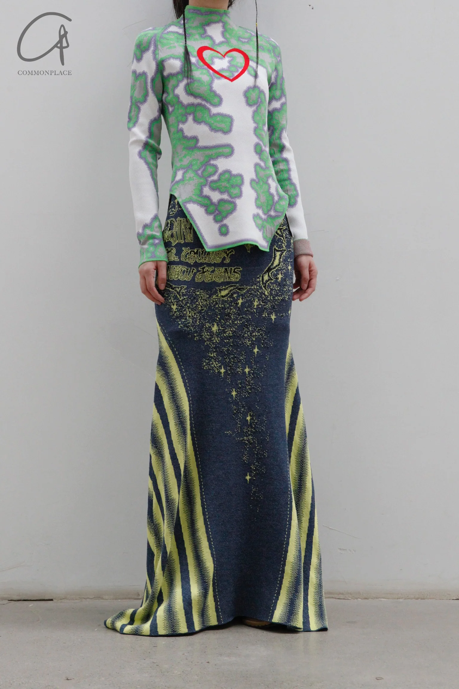NAN KNITS Heart Virus Jacquard Knit Sweater 22011038 Green - Image 4
