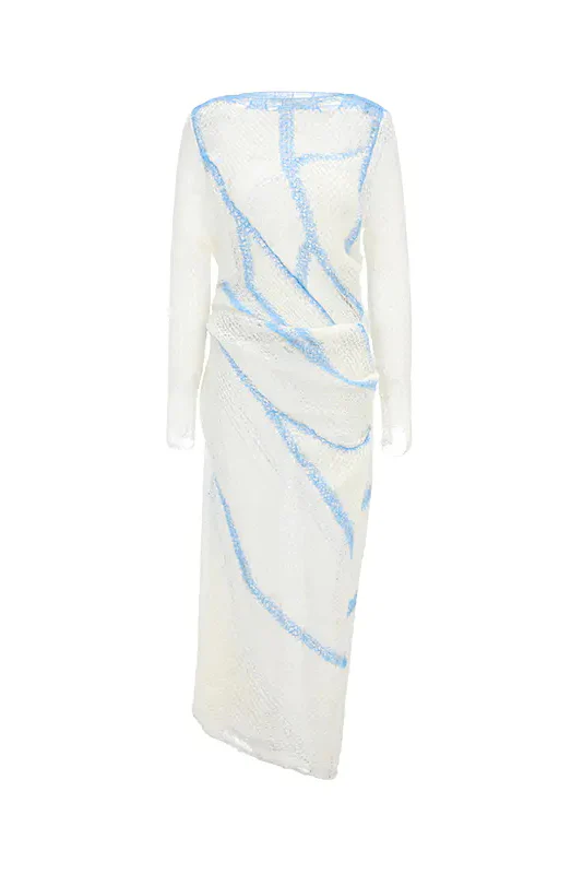 NAN KNITS ice cracked mohair long skirt (with inner layer) NAN-22111608-BAI-F white - Image 5