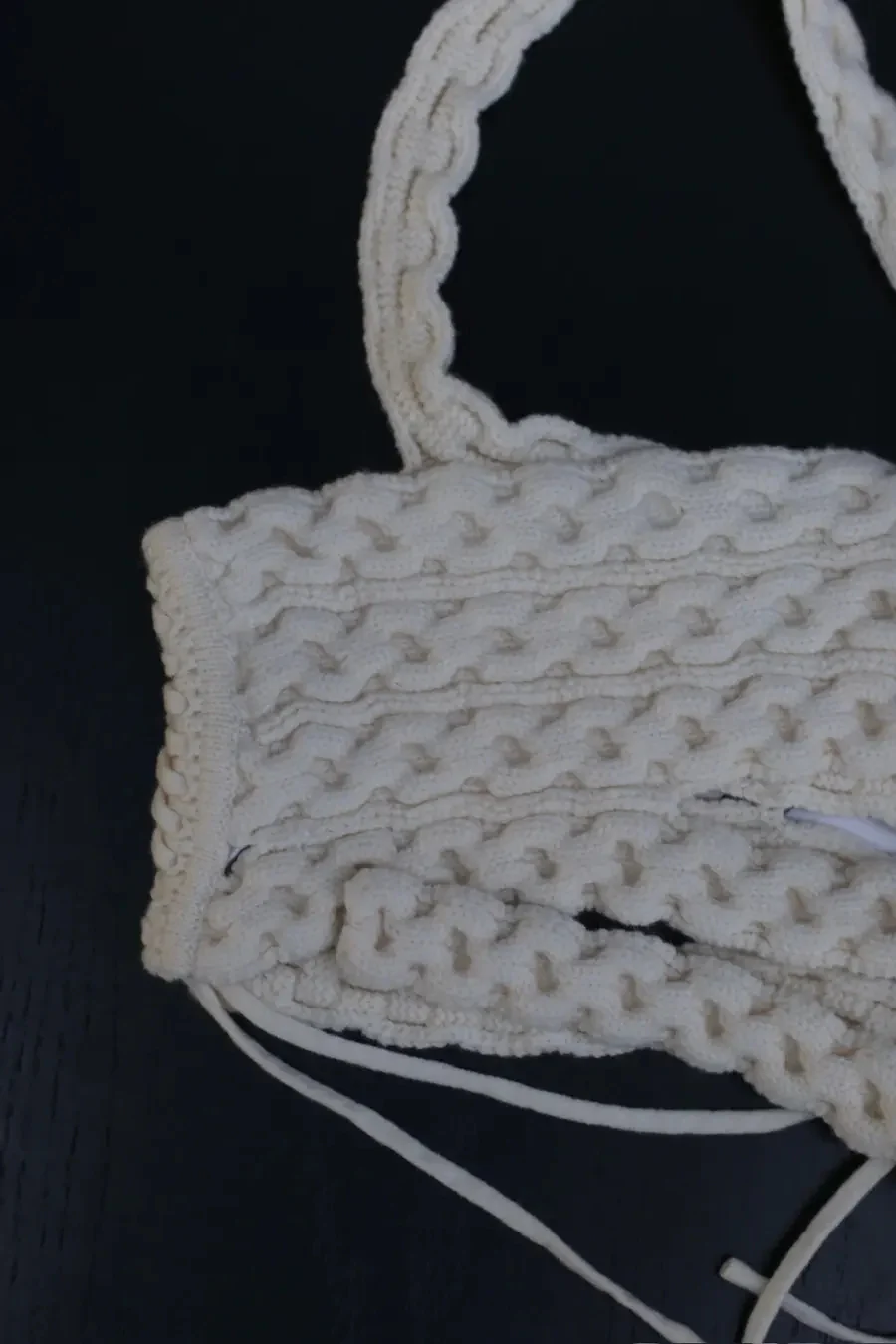NAN KNITS irregular cable bra 22111773 white - Image 2