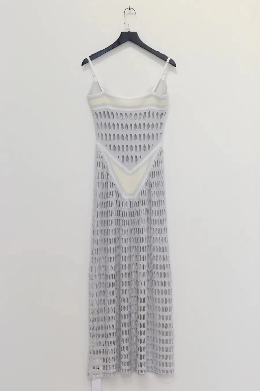 NAN KNITS Two-tone eyelet suspender long skirt with inner wear NAN-22051651-QIANHUI Light gray - Image 4