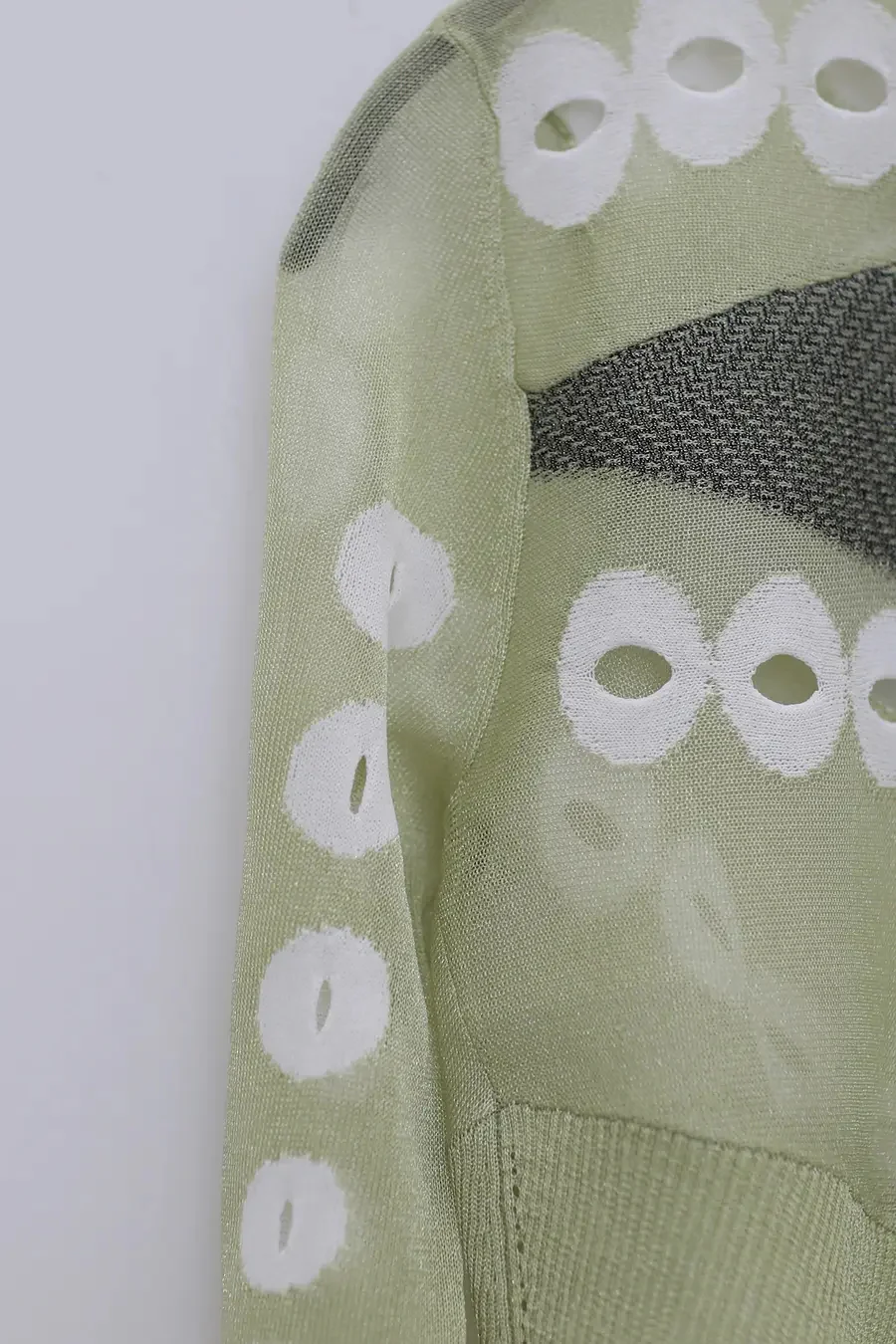 NAN KNITS Organza Hole Mecha Sweater NAN-21021876-HUANG Yellow PNK1 - Image 4