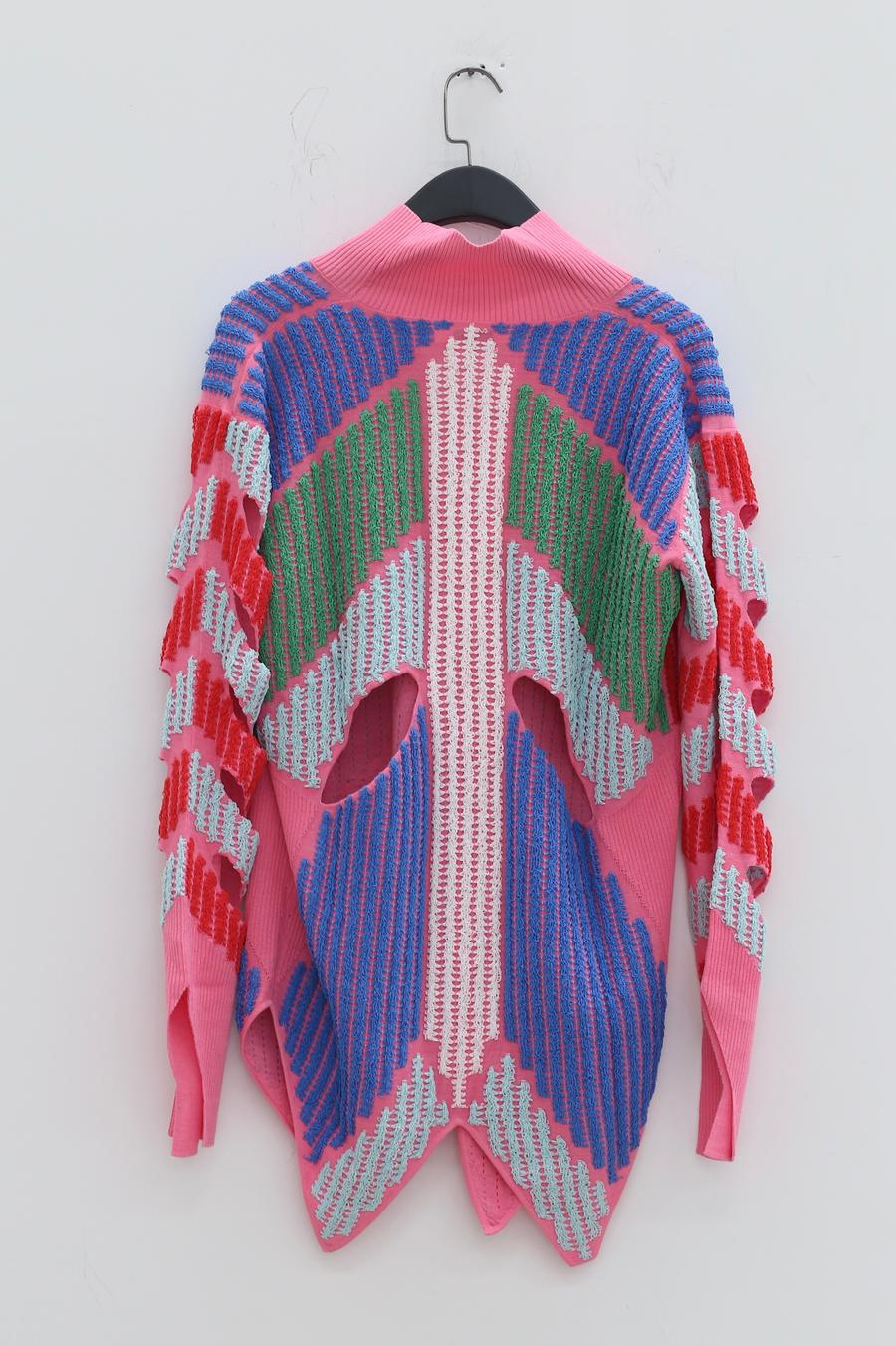 NAN KNITS Paper Flower Texture Cardigan 21021876 Rose Red - Image 2