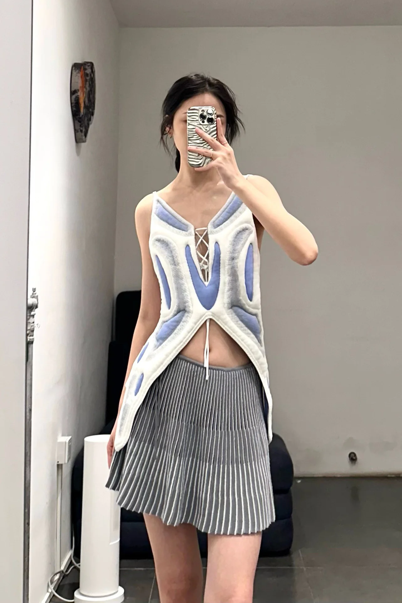 NAN KNITS pleated mini skirt 22111770 gray - Image 11