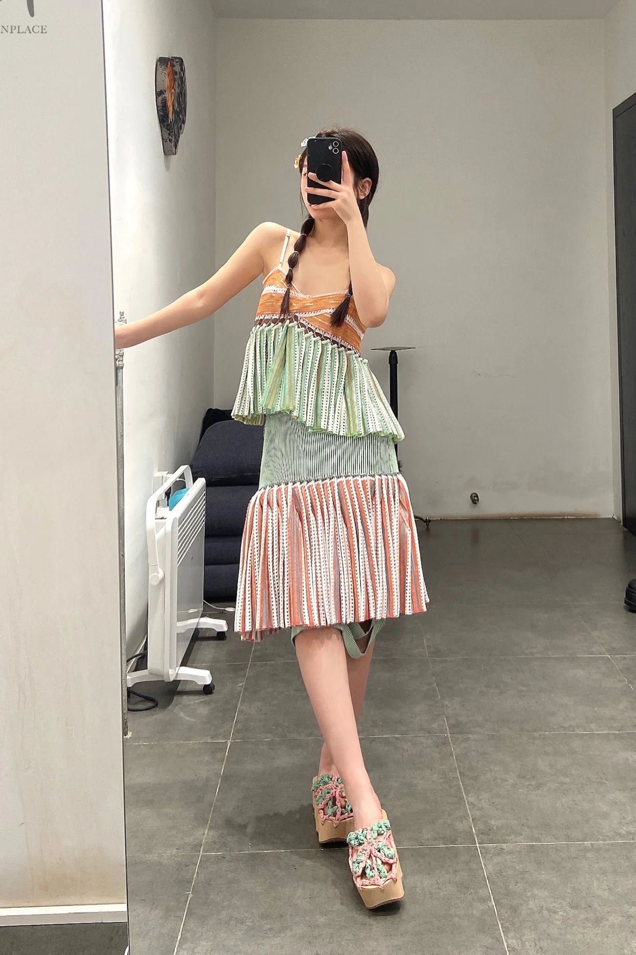 NAN KNITS pleated skirt B21021940 green - Image 9