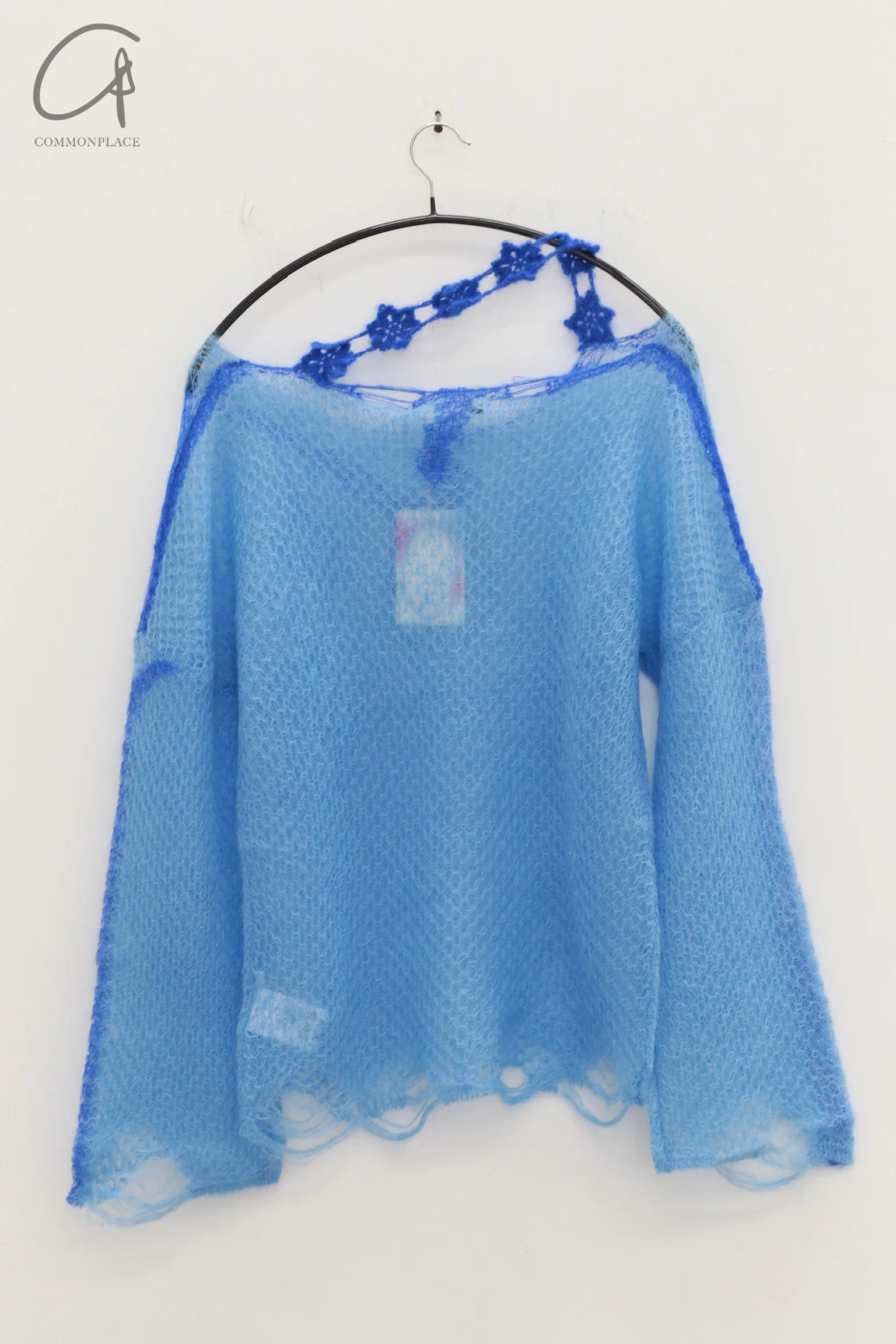 NAN KNITS Solid Mohair Top NAN-22111622-LAN Blue - Image 4