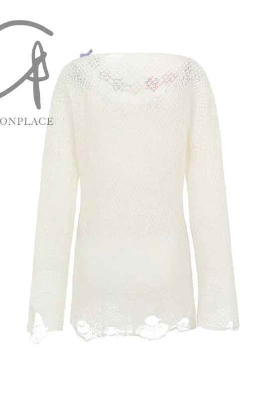 NAN KNITS Solid Mohair Top NAN-22111622-BC White/Colorful Floral - Image 6