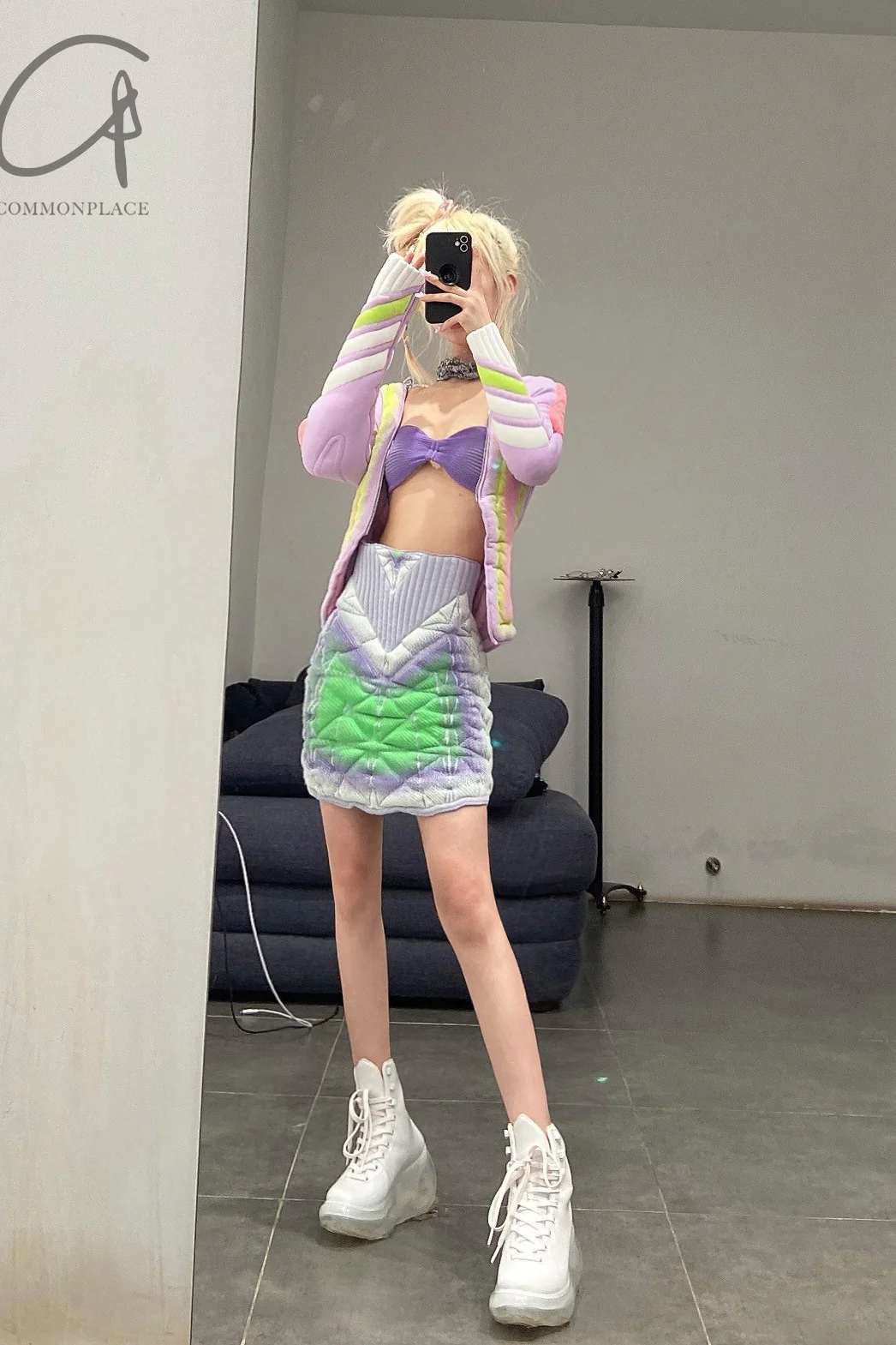 NAN KNITS STAR BODY MINI SKIRT 22011089 GREEN - Image 8