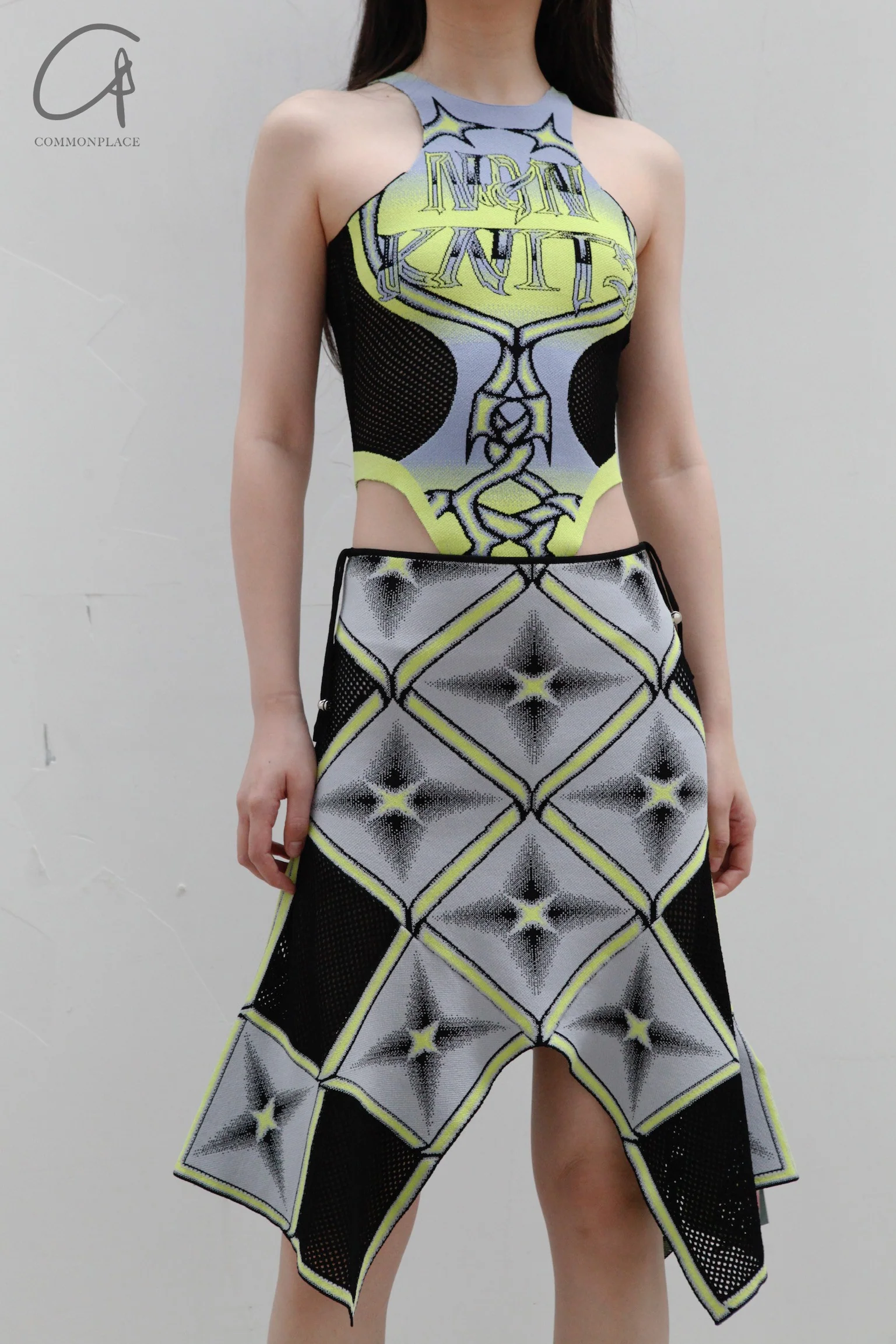 NAN KNITS 23 spring and summer star-shaped jacquard skirt 22051740 color matching yellow and black - Image 3