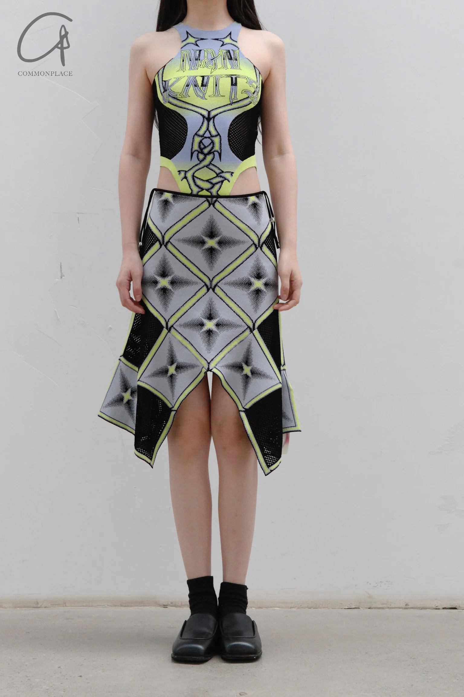 NAN KNITS 23 spring and summer star-shaped jacquard skirt 22051740 color matching yellow and black - Image 9