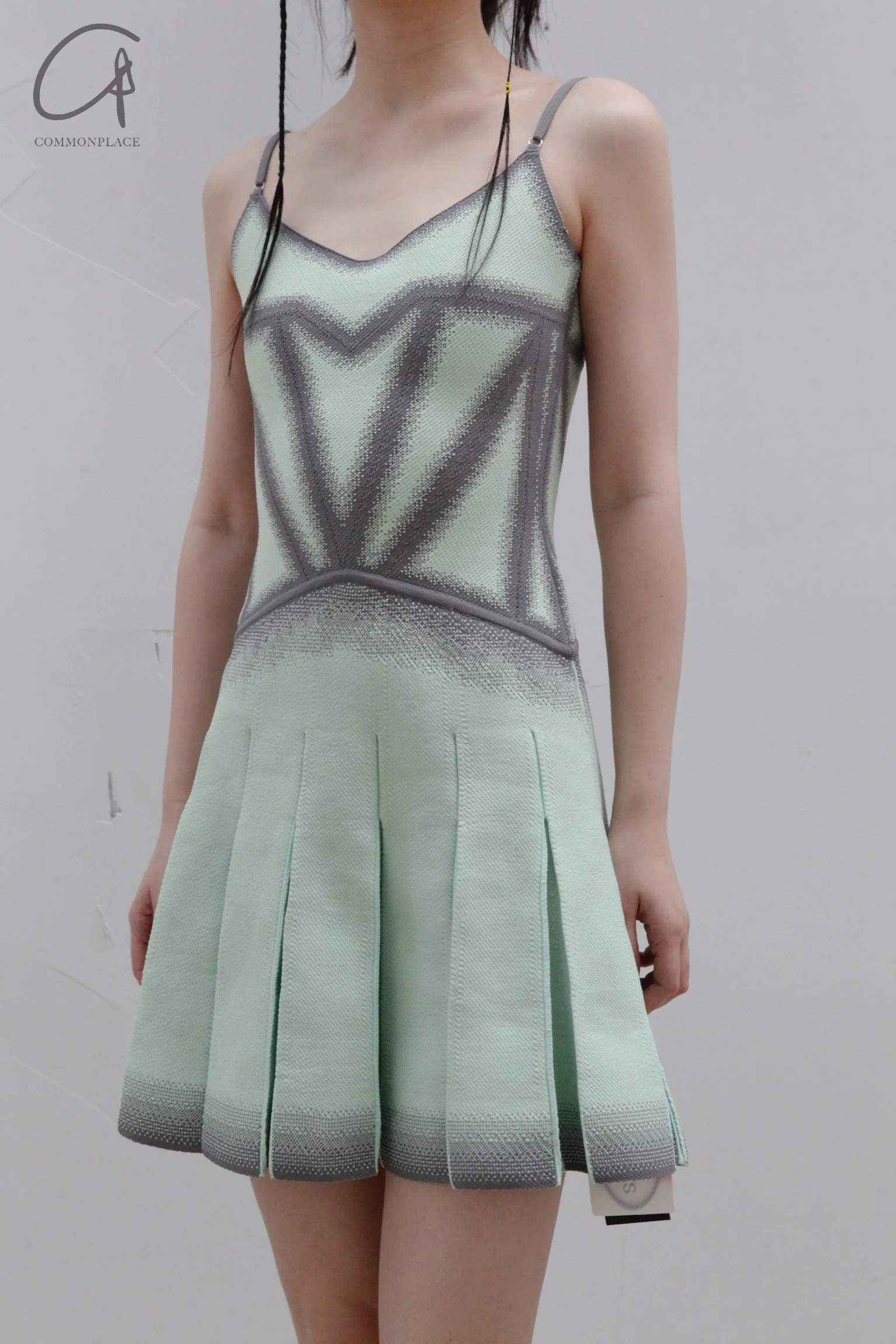 NAN KNITS suspender pleated dress 22051666 mint green - Image 2