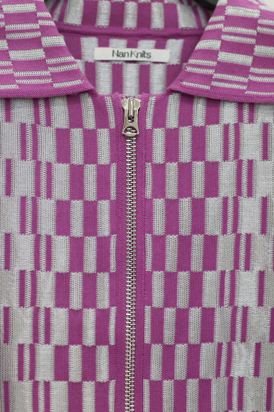 NAN KNITS Weave Check Top 20061213 Purple - Image 3