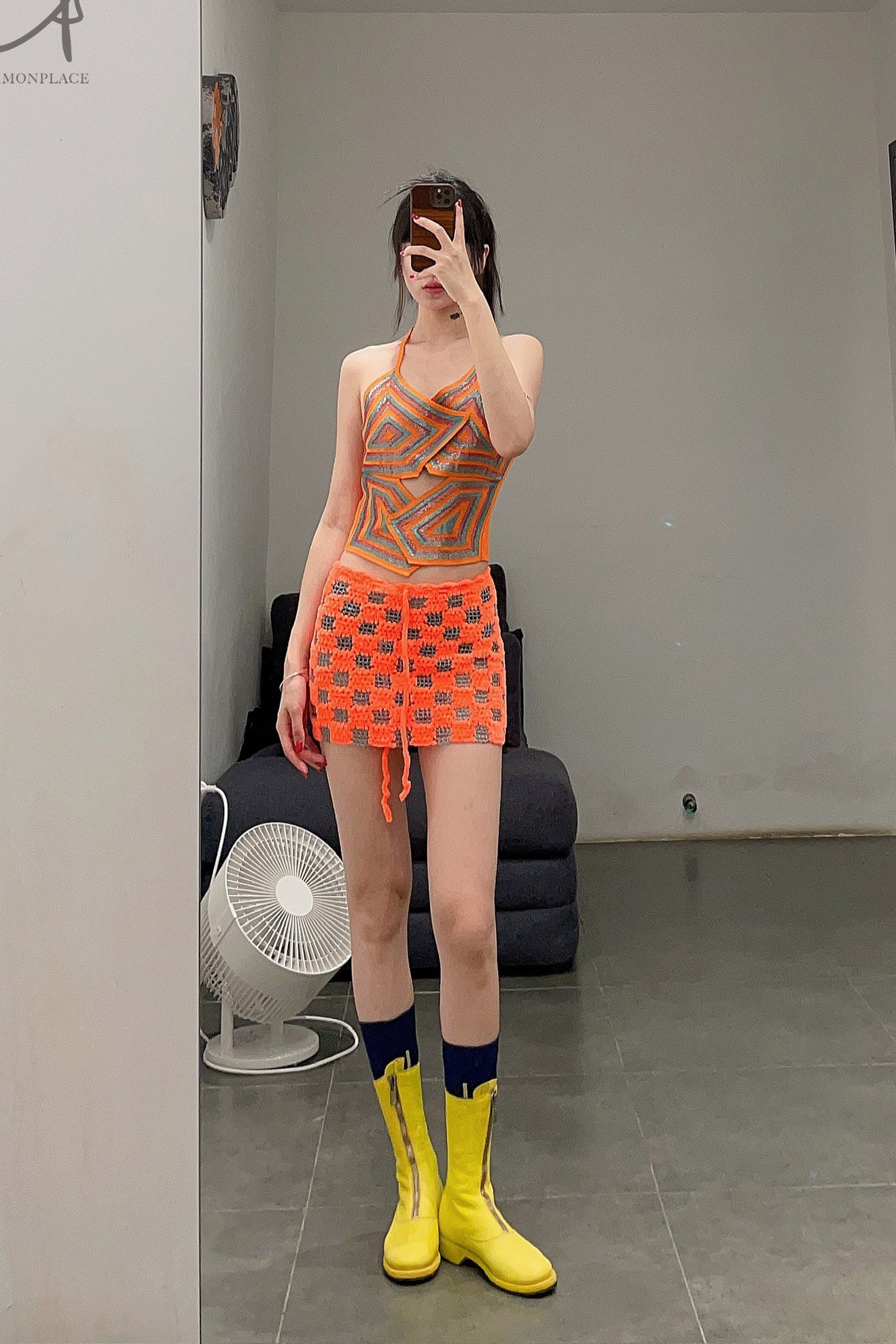 NAN KNITS woven vest 21021963 orange - Image 9