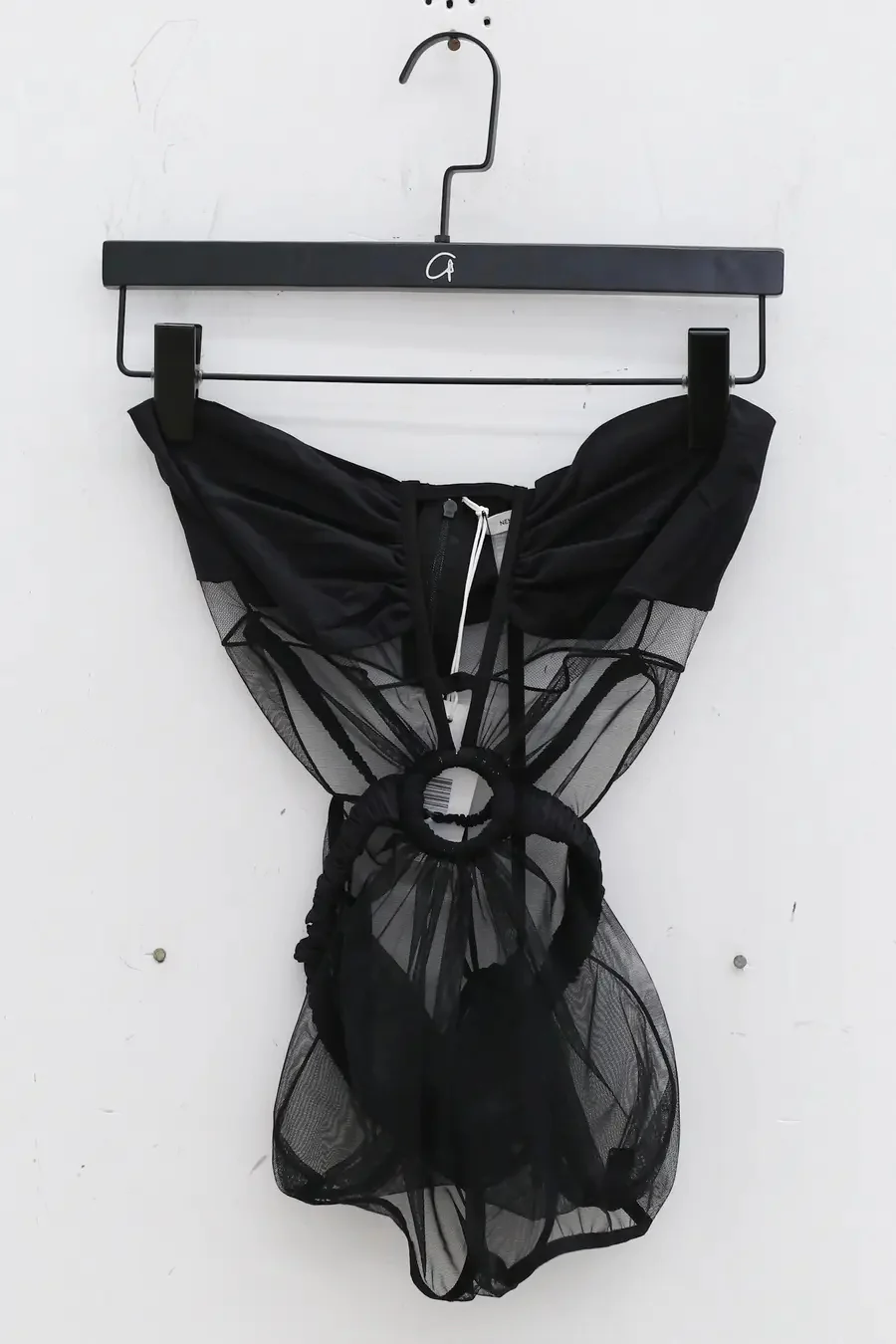 Nensi_Dojaka Metal Loop Woven Panel Bodysuit ND-NDSS23-TOP039-HEI Black - Image 7