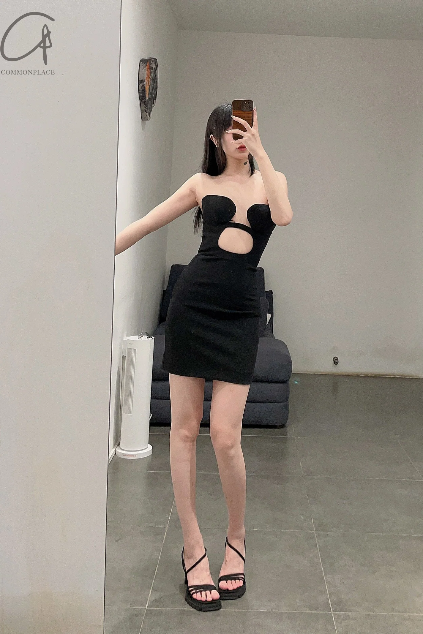 Nensi_Dojaka Woven Mini Fitted Dress with Roll-Up Padded Bra NDSS23-DR117 Black - Image 14