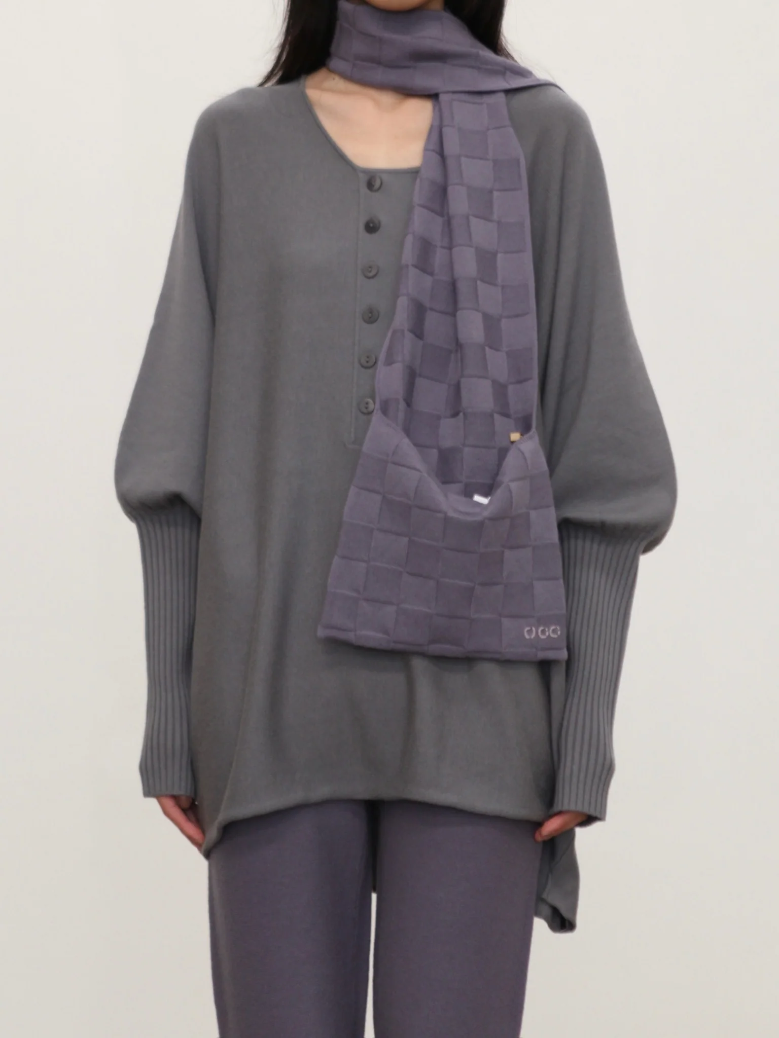 o cloche code 25 Fall/Winter checkered pocket scarf OCC-OH01S901-FGL FRANCE French blue - Image 7