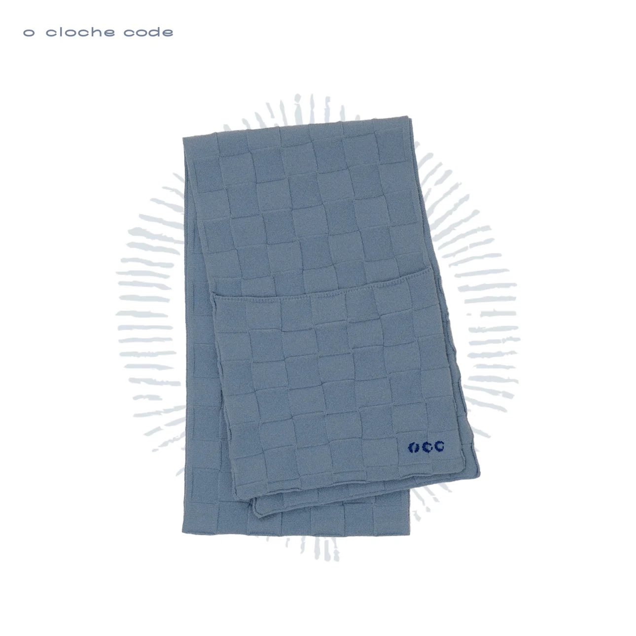 o cloche code 25 Fall/Winter checkered pocket scarf OCC-OH01S901-HL PASTEL grey-blue - Image 5