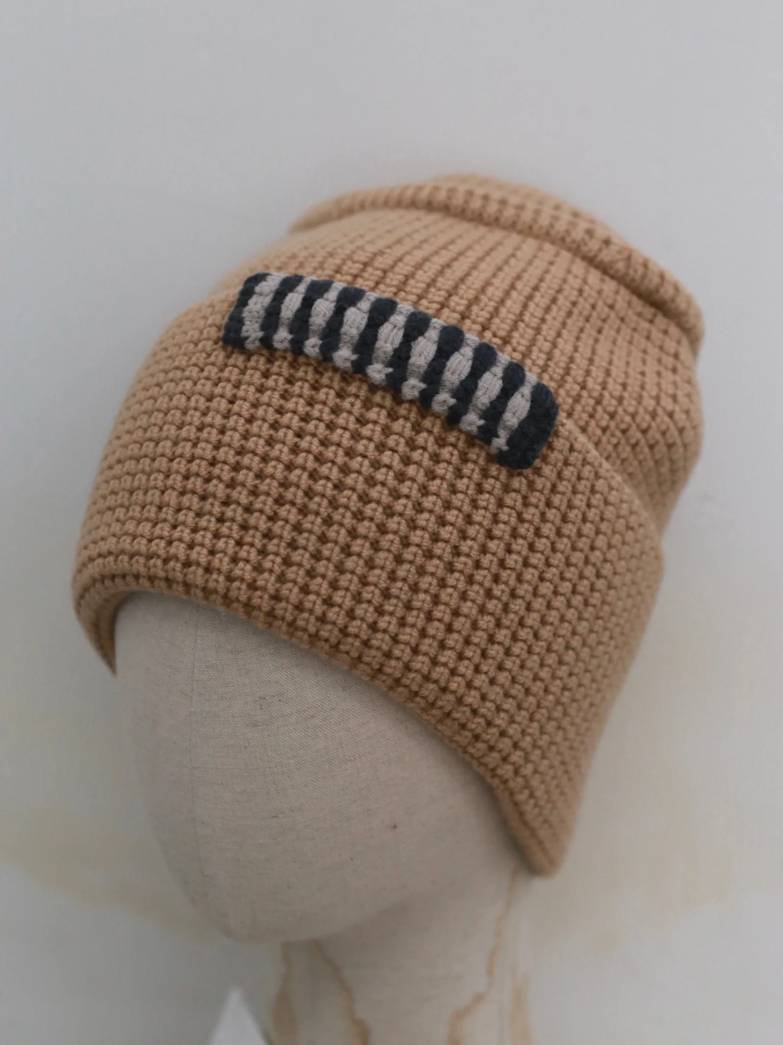 o cloche code 25 Fall/Winter Chunky Knit Brim Hat OCC-OH01S907-MZ BELGE Beige - Image 3