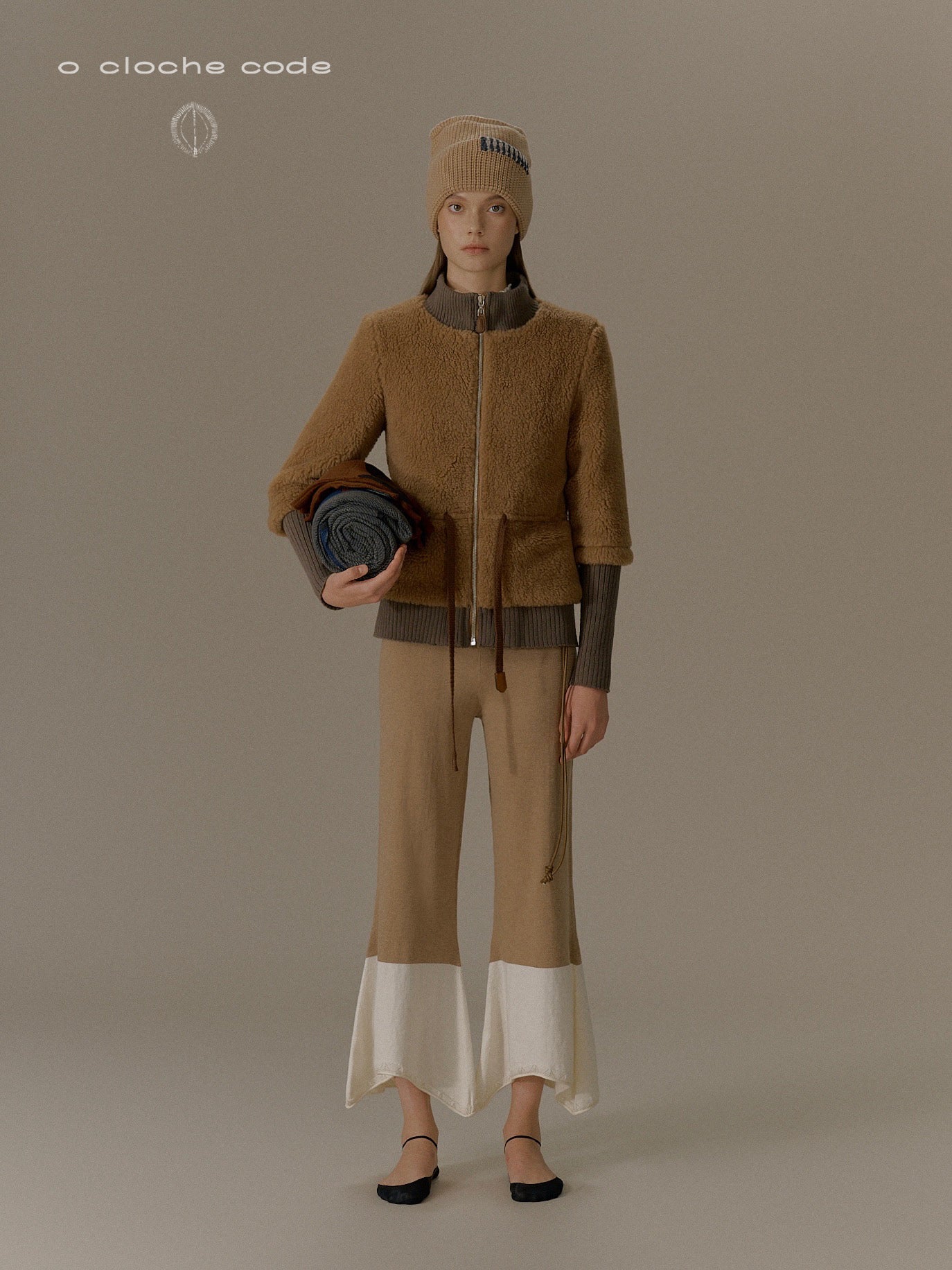 o cloche code 25 Fall/Winter Chunky Knit Brim Hat OCC-OH01S907-MZ BELGE Beige - Image 5