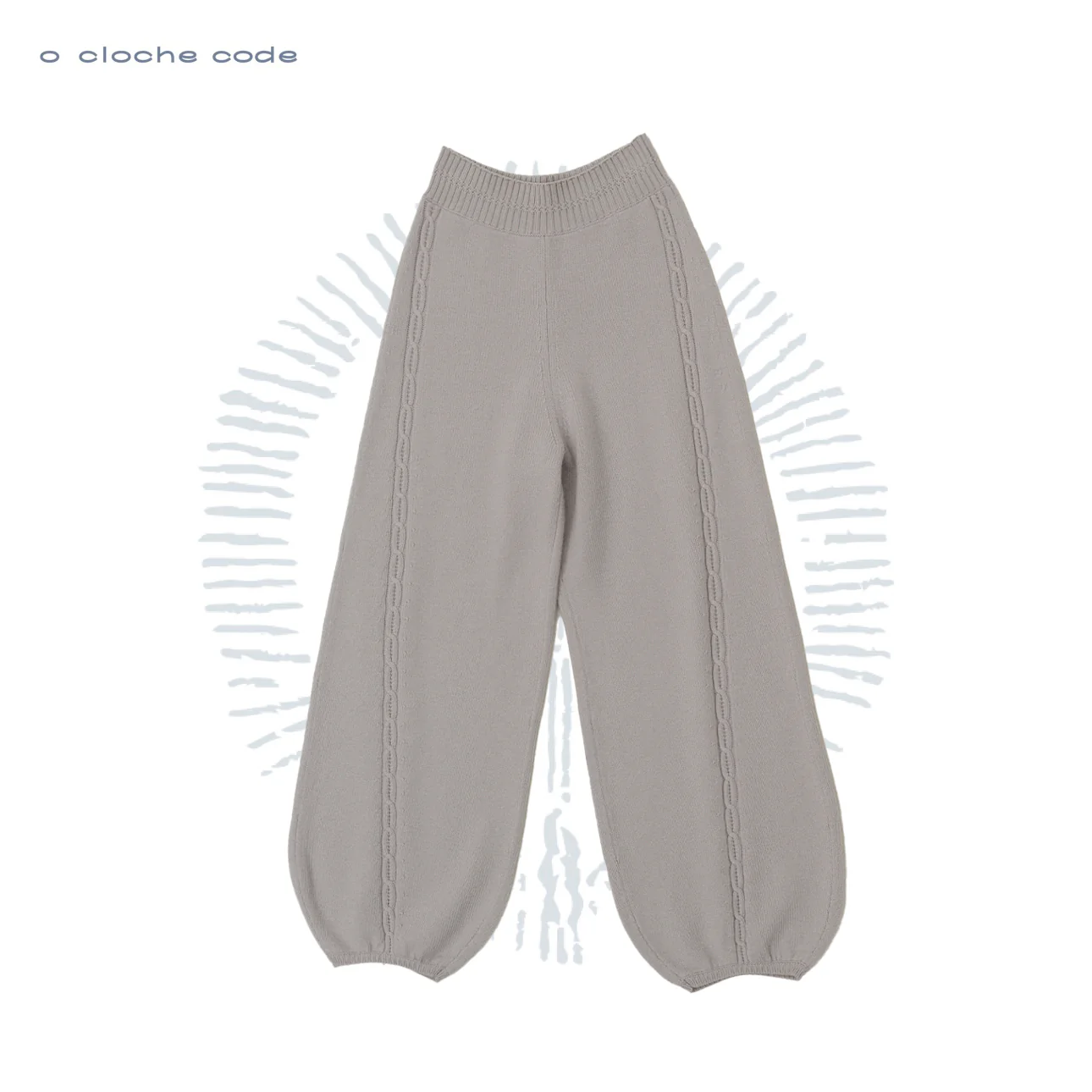 o cloche code 25 Fall/Winter Chunky Knit Cable Knit Lantern Pants OCC-OH01P892-YB POLAR Silver White - Image 5