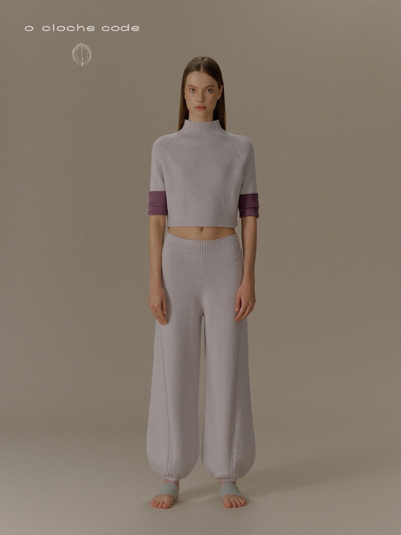 o cloche code 25 Fall/Winter Chunky Knit Cable Knit Lantern Pants OCC-OH01P892-YB POLAR Silver White - Image 6