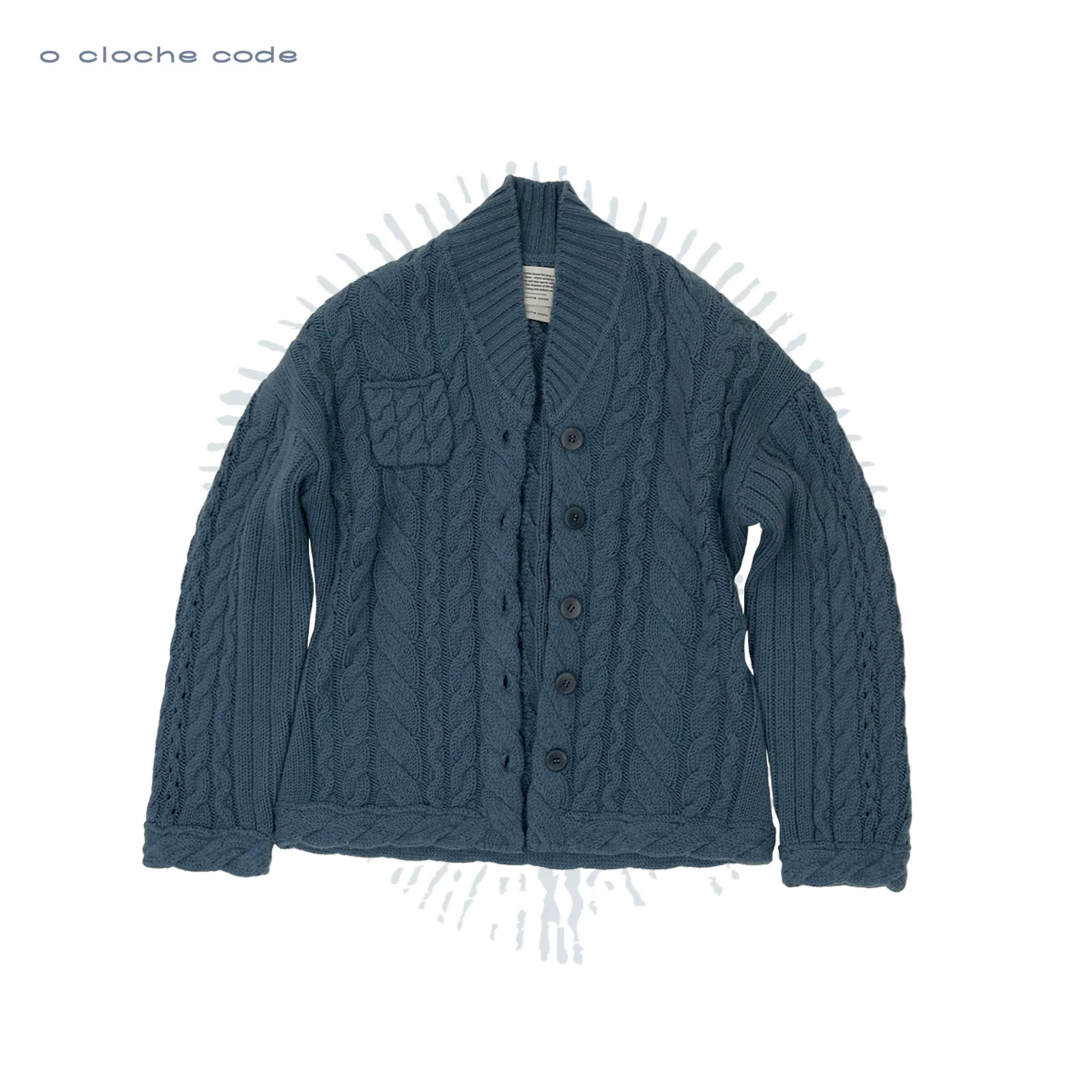 o cloche code 25 Fall/Winter Chunky Knit Cable Knit Sweater OCC-OH01T885-METL MALTESE Maltese Blue - Image 3