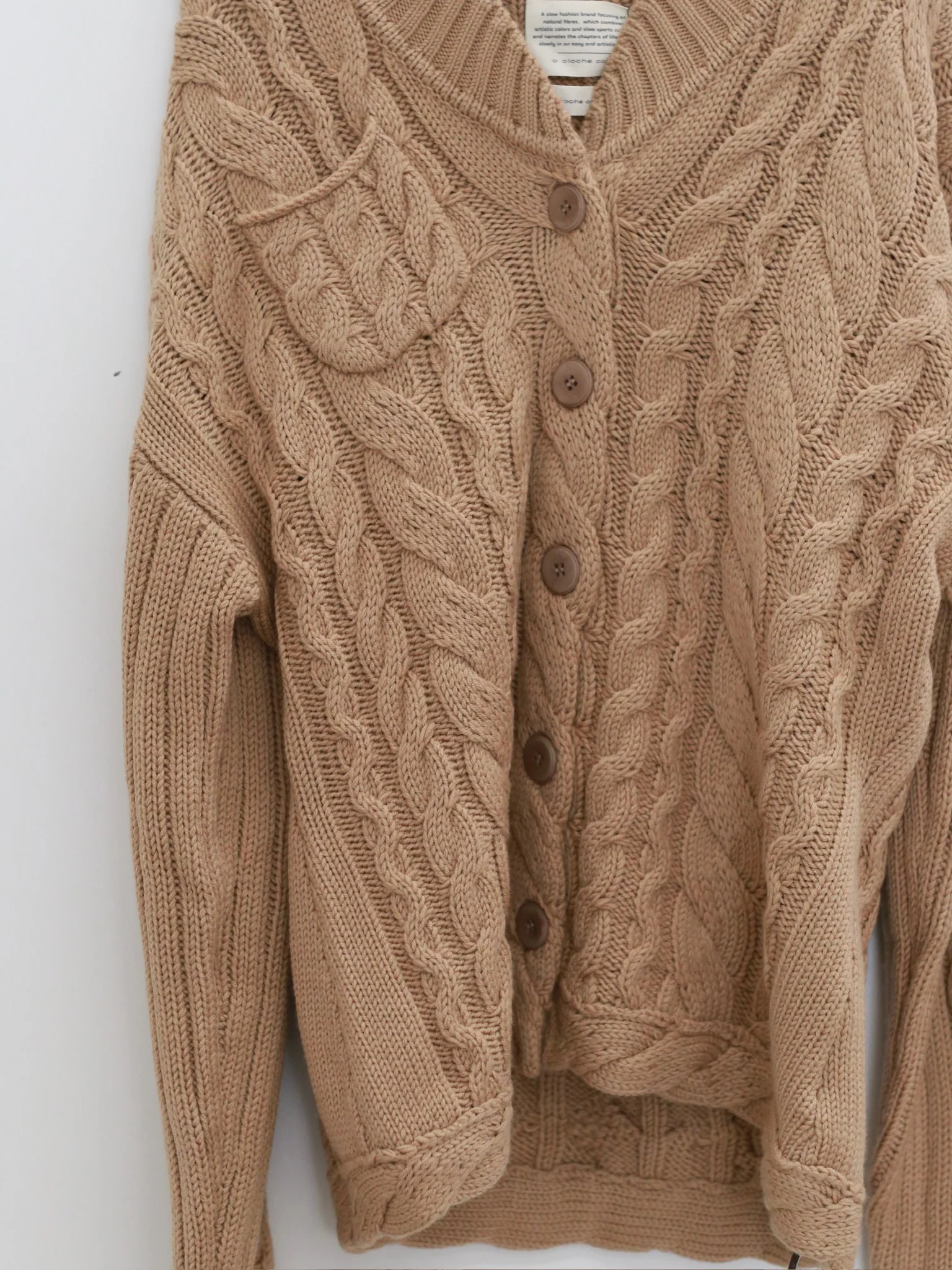 o cloche code 25 Fall/Winter Chunky Knit Cable Knit Sweater OCC-OH01T885-MZ BELGE Beige - Image 7