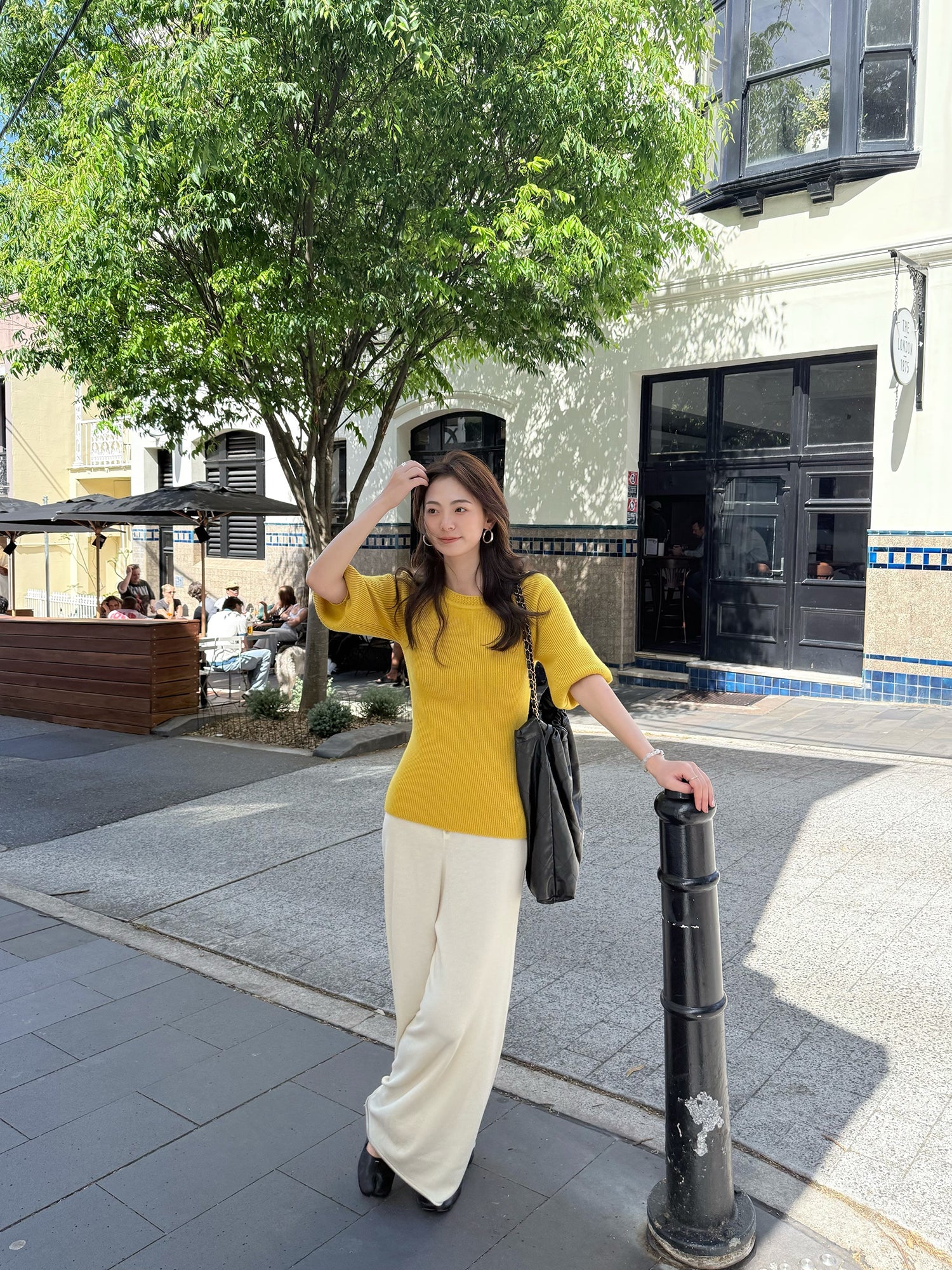 o cloche code 25 Fall/Winter Chunky Knit Lantern Sleeve Sweater Merino Wool Knit OCC-OH01T886-HPH CORONA Amber Yellow - Image 13