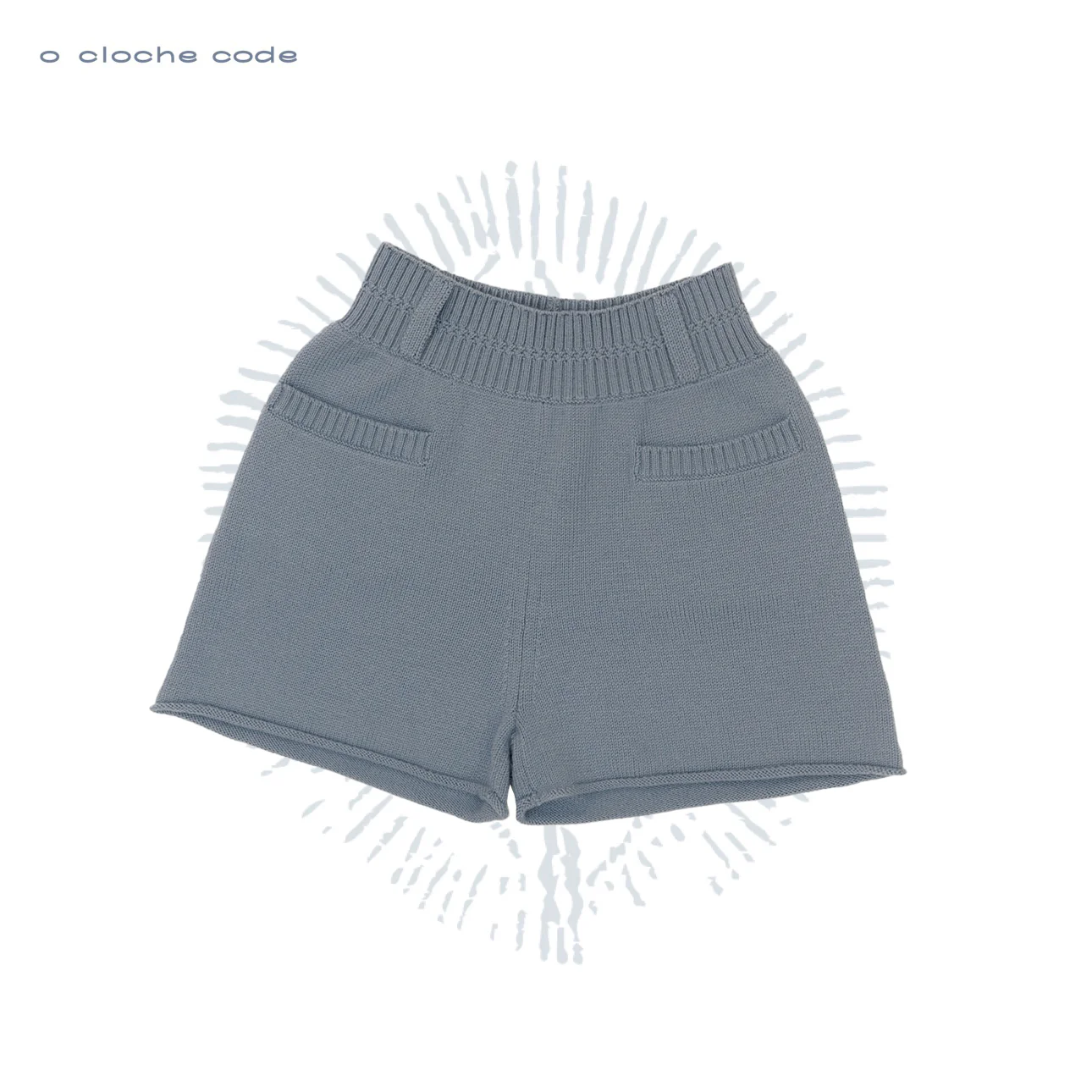 o cloche code 25 Fall/Winter Chunky Knit Shorts (OCC-OH01P891-HL PASTEL Grey-Blue) - Image 5