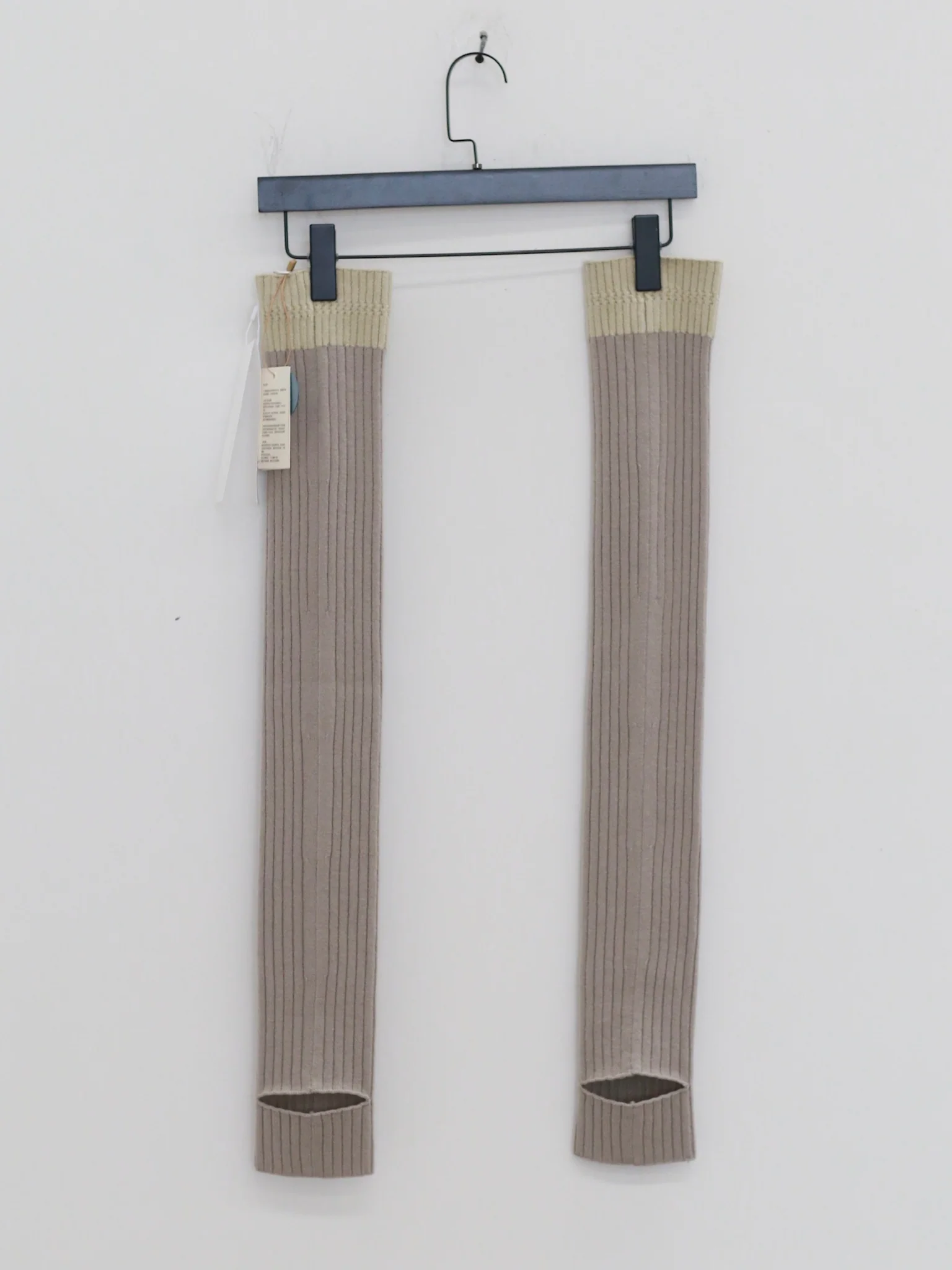 o cloche code 25 Fall/Winter Color Block Merino Wool Knitted Stockings OCC-OH01S904-DLHHS Bean Green/Grey/Stone - Image 4