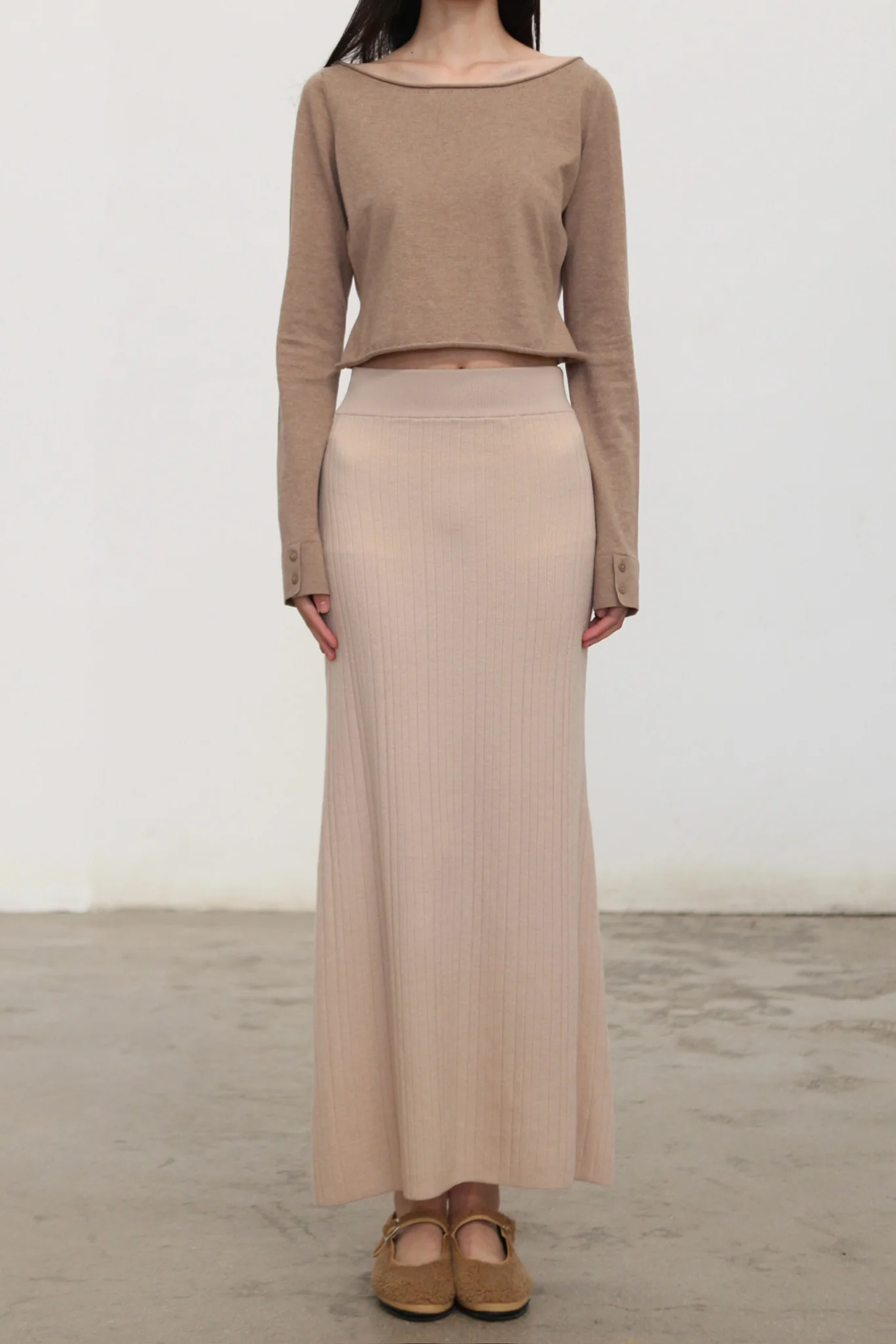 o cloche code 25 Fall/Winter Cotton Cashmere Loose Long-Sleeved Top OCC-OH01T874-MZ BELGE Beige - Image 2