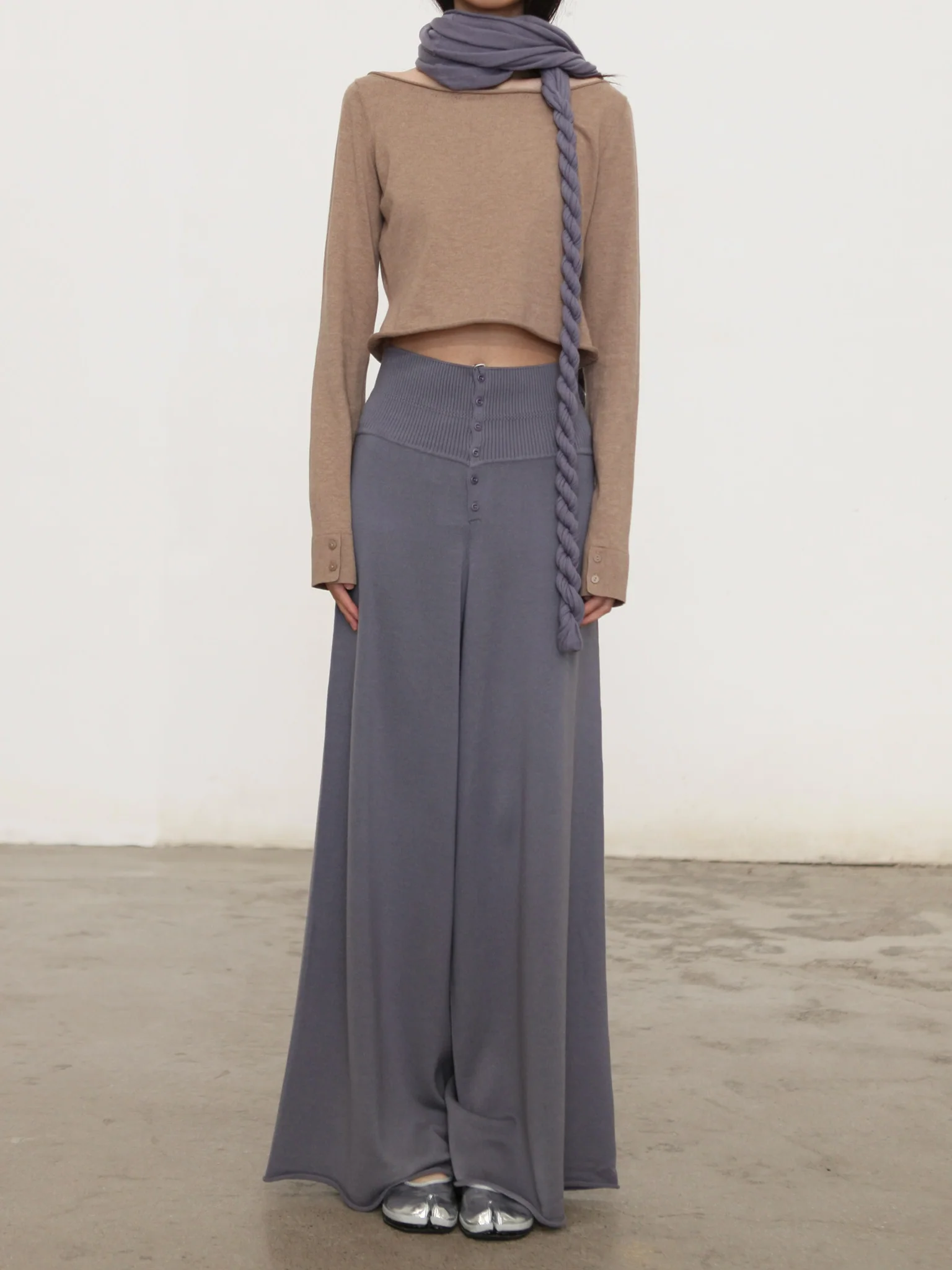 o cloche code 25 Fall/Winter Cotton Cashmere Loose Long-Sleeved Top OCC-OH01T874-MZ BELGE Beige - Image 6