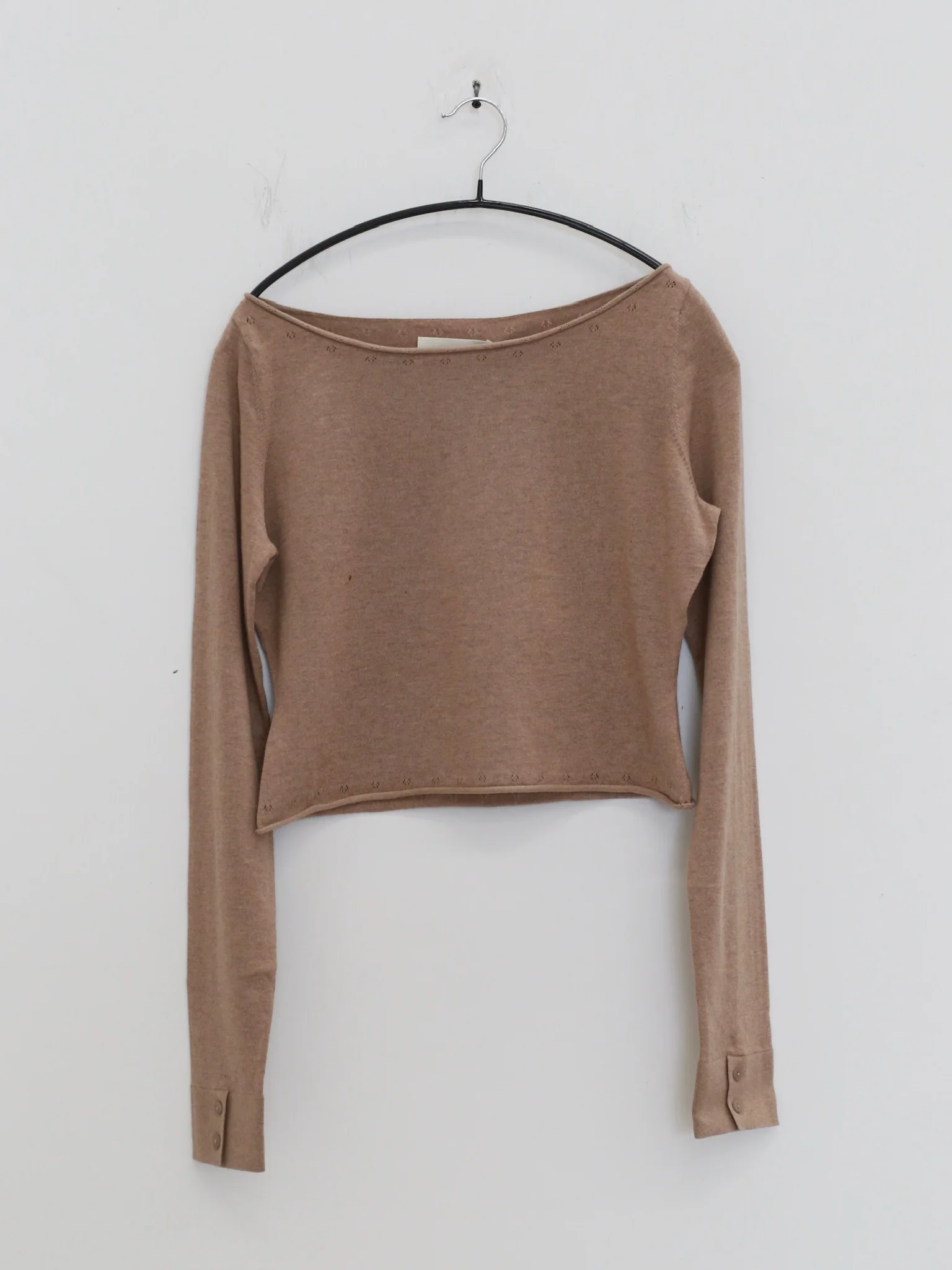 o cloche code 25 Fall/Winter Cotton Cashmere Loose Long-Sleeved Top OCC-OH01T874-MZ BELGE Beige - Image 8