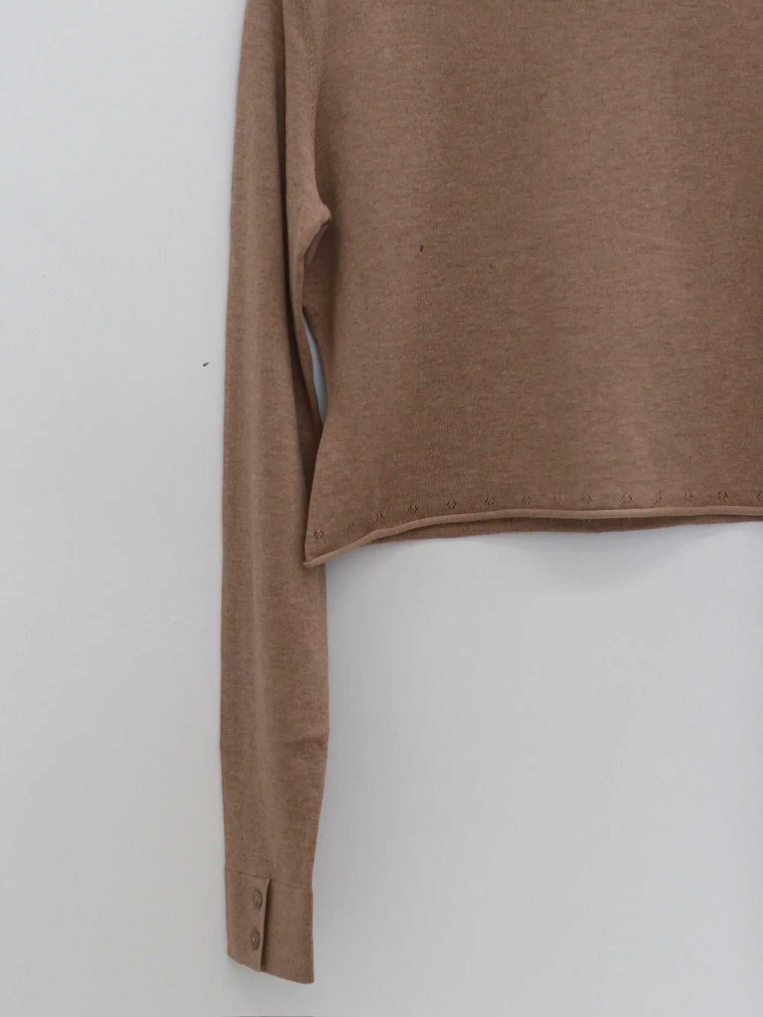 o cloche code 25 Fall/Winter Cotton Cashmere Loose Long-Sleeved Top OCC-OH01T874-MZ BELGE Beige - Image 9
