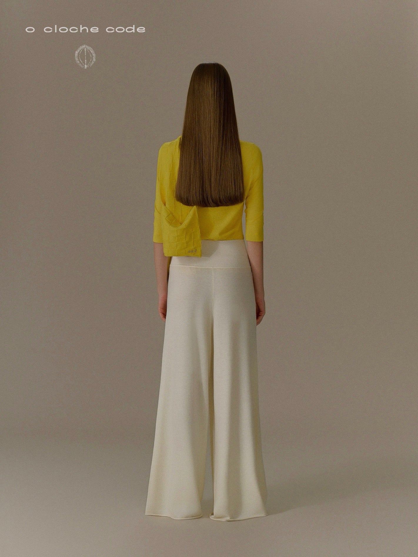o cloche code 25 Fall/Winter Cotton Cashmere Mid-Sleeve Vest Knit OCC-OH01T875-HPH CORONA Amber Yellow - Image 7