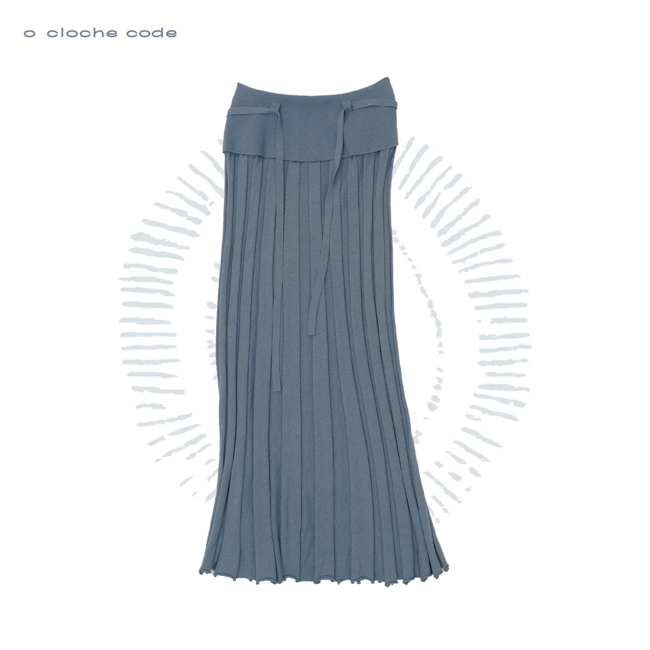 o cloche code 25 Fall/Winter Cotton Cashmere Ribbed Knit Skirt OCC-OH01Q880-HL Pastel Gray-Blue - Image 5