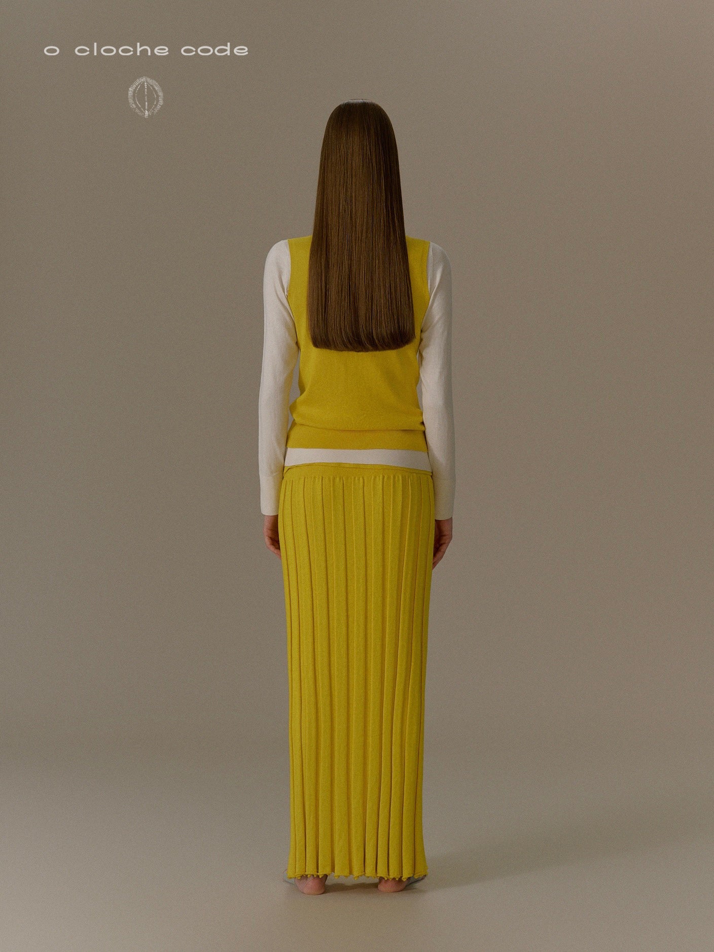 o cloche code 25 Fall/Winter Cotton Cashmere Ribbed Knit Skirt OCC-OH01Q880-HPH CORONA Amber Yellow - Image 7