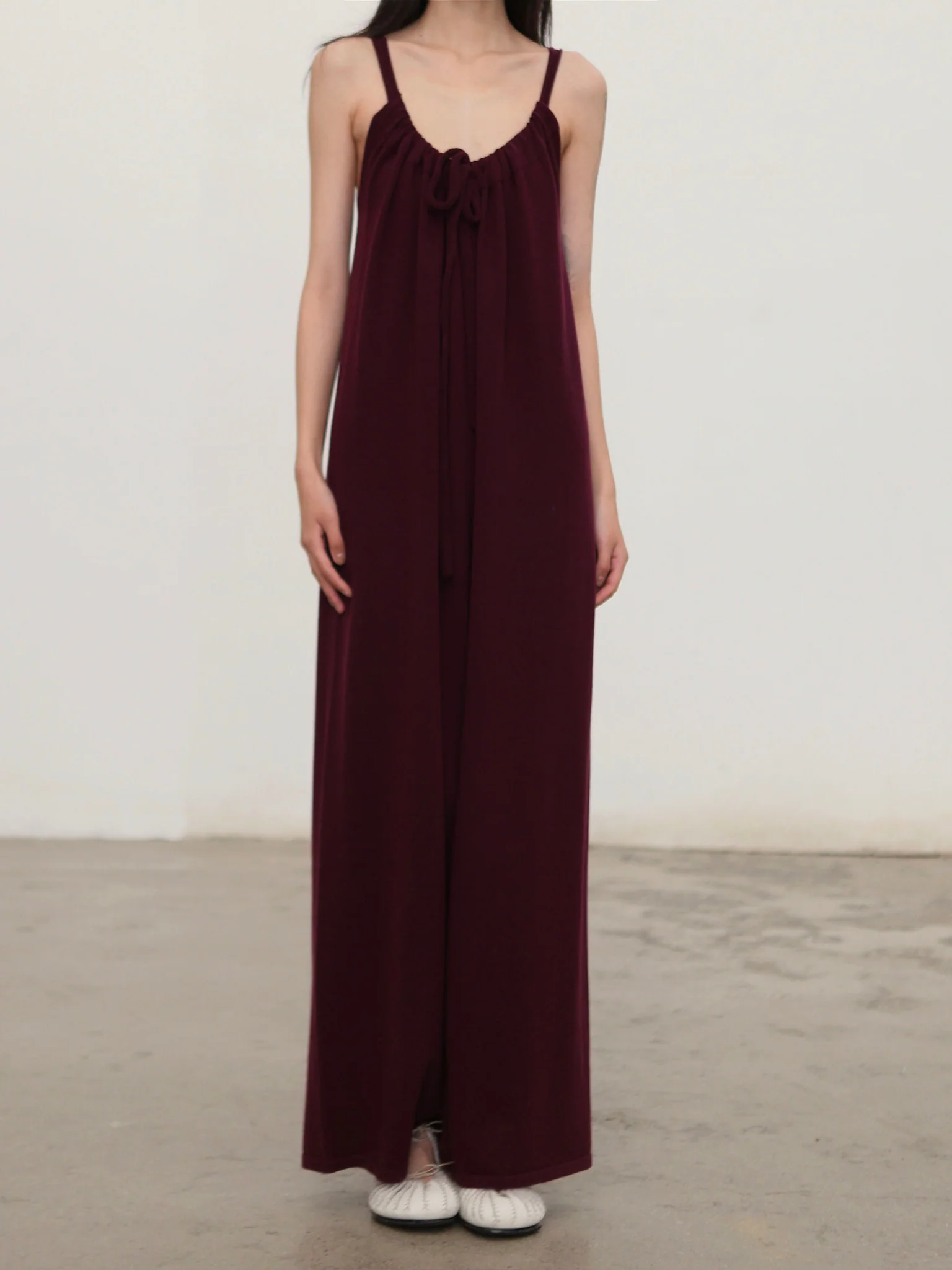 o cloche code 25 Fall/Winter drawstring jumpsuit, merino wool knit, OCC-OH01L896-JGZ, BERRY purple. - Image 4