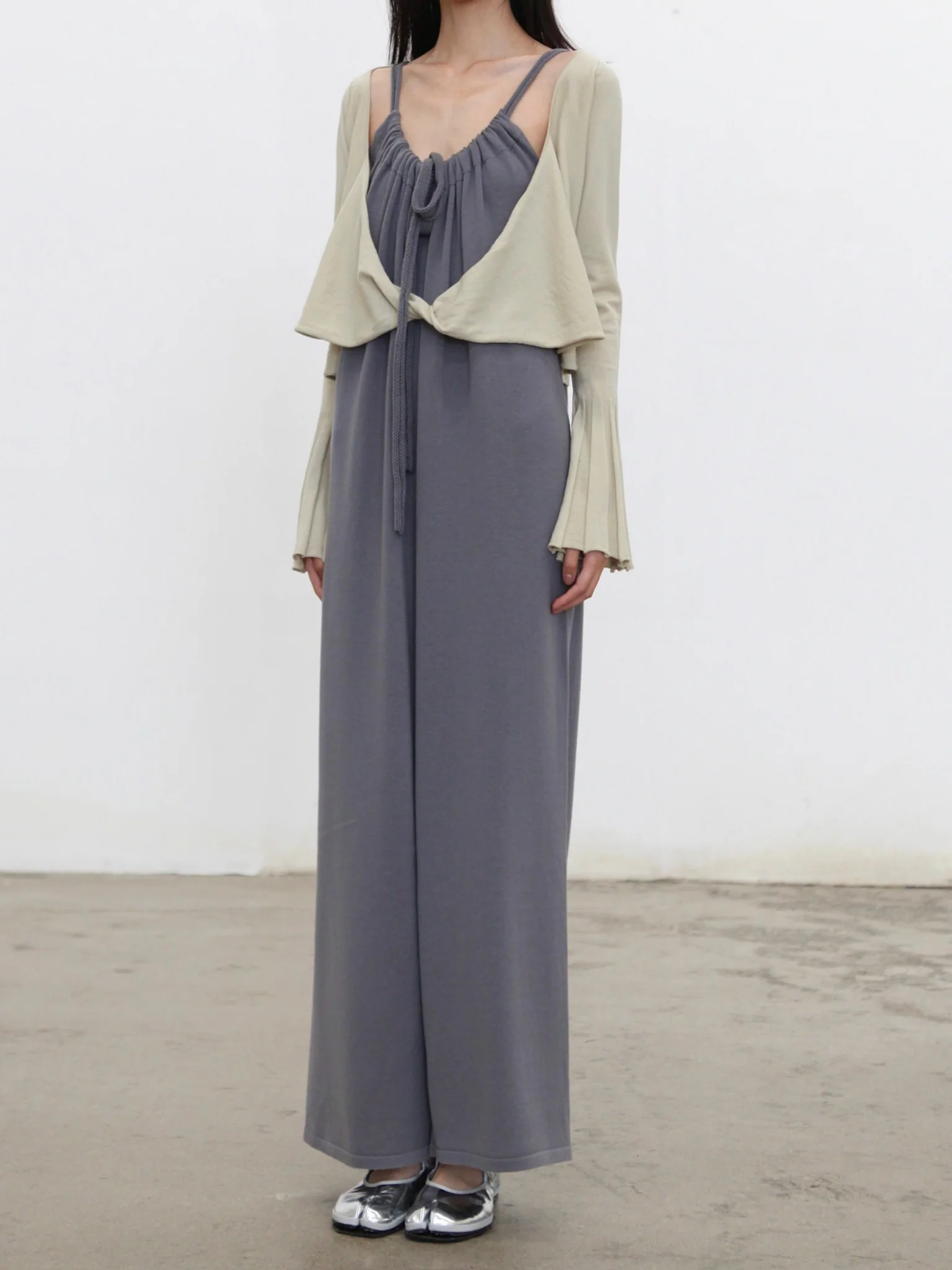 o cloche code 25 Fall/Winter drawstring jumpsuit, merino wool knit, OCC-OH01L896-MSH MOUSSE mousse grey - Image 8