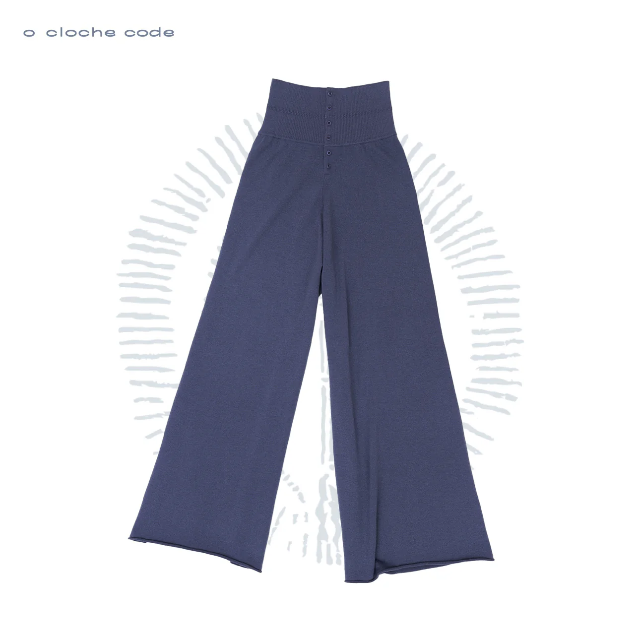 o cloche code 25 Fall/Winter High-Waisted Wide-Leg Pants Merino Wool Knit OCC-OH01P895-FGL FRANCE French Blue - Image 5