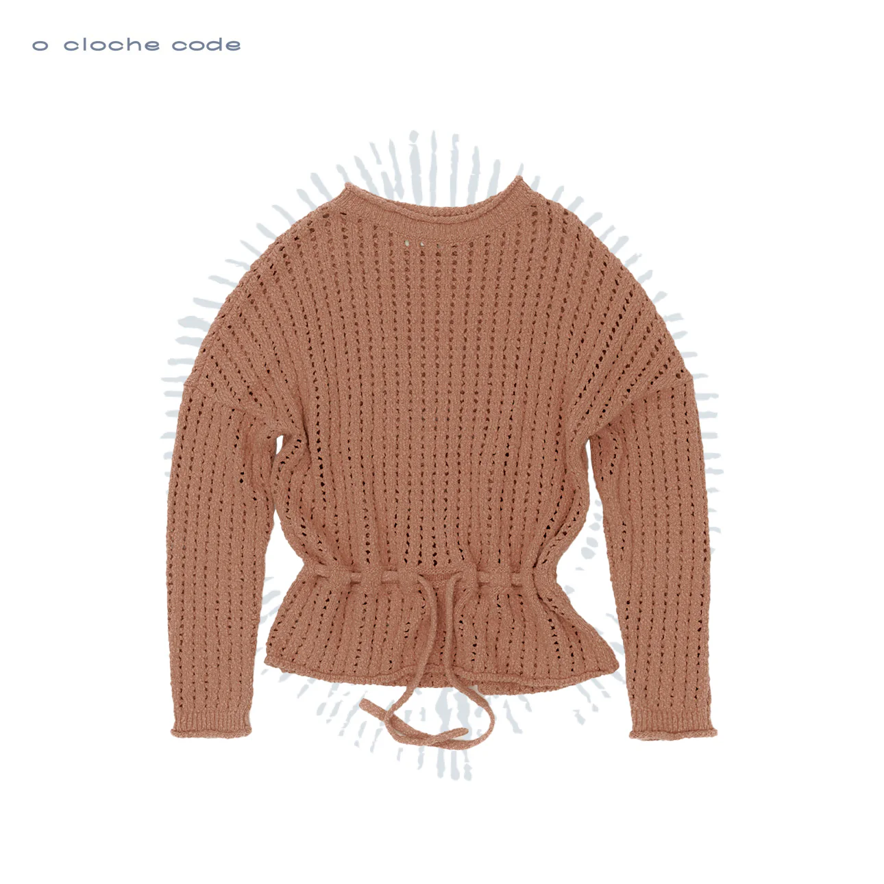 o cloche code 25 Fall/Winter, plus-size cotton drawstring long-sleeved knit sweater, openwork OCC-OH01T884-BLNF BROWNIE (brownie pink) - Image 9