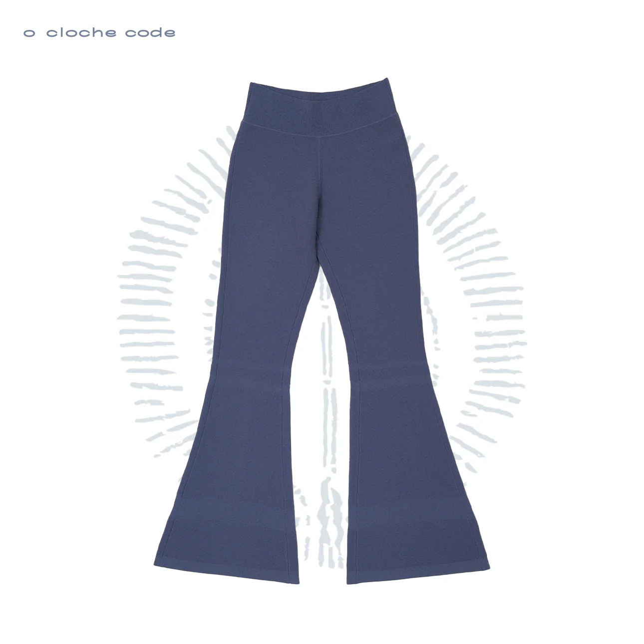 o cloche code 25 Fall/Winter Skinny Flare Pants Merino Wool Knit Trousers Women OCC-OH01P868-FGL French Blue - Image 5