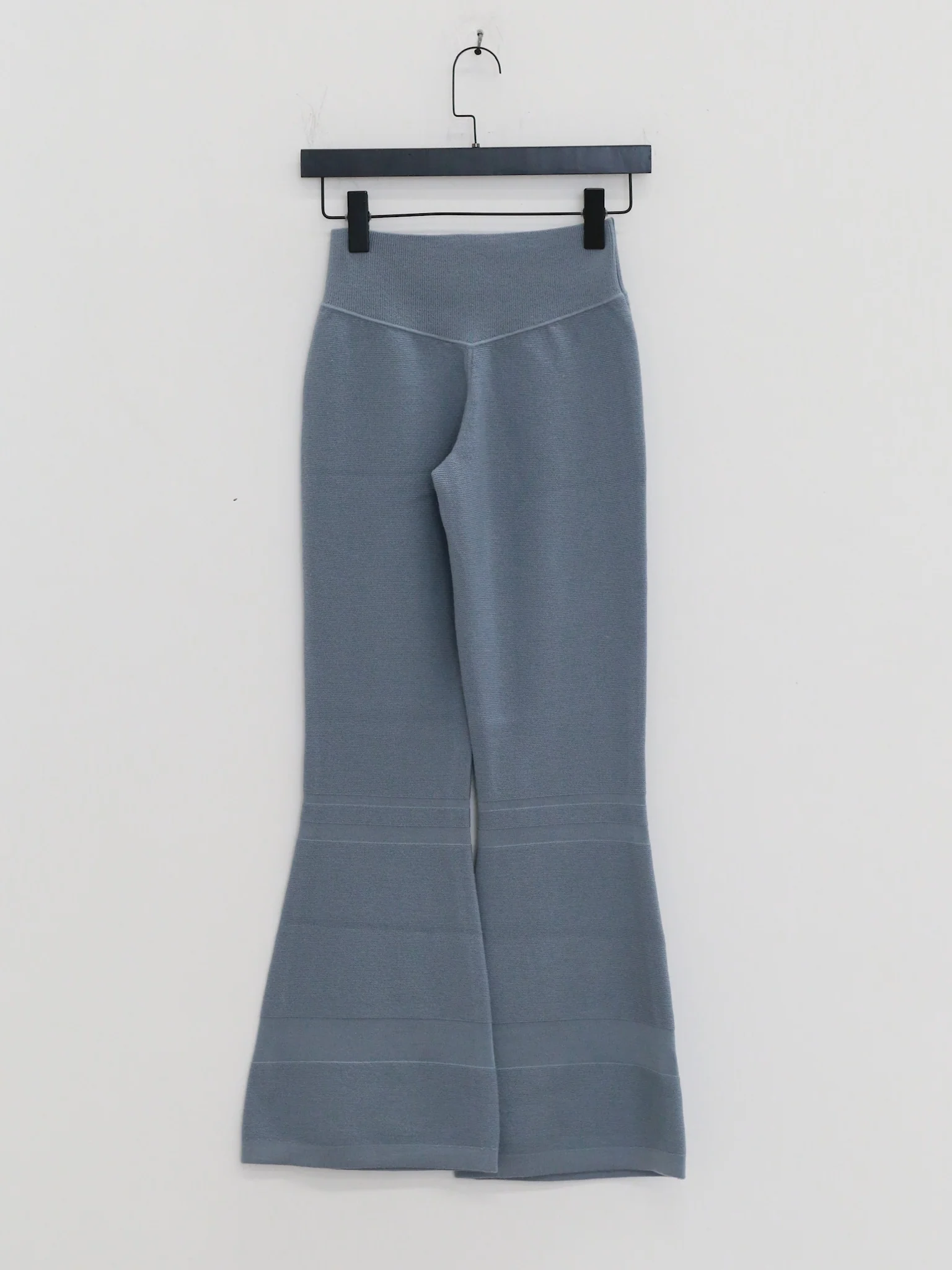 o cloche code 25 Fall/Winter Skinny Flare Pants Merino Wool Knit Trousers Women OCC-OH01P868-HL Gray Blue - Image 4