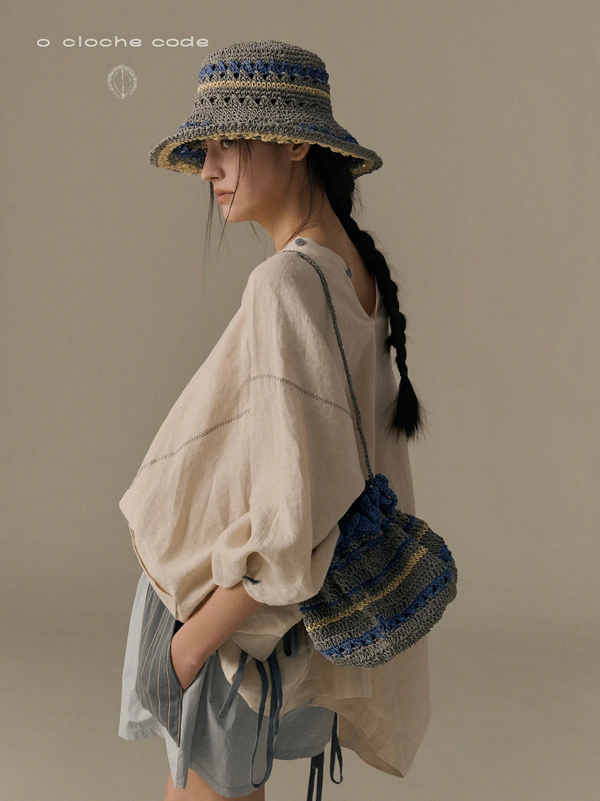 o cloche code 26SS beach towel cover-up OCC-OS26ST023C-CB (CHAI) - Image 7