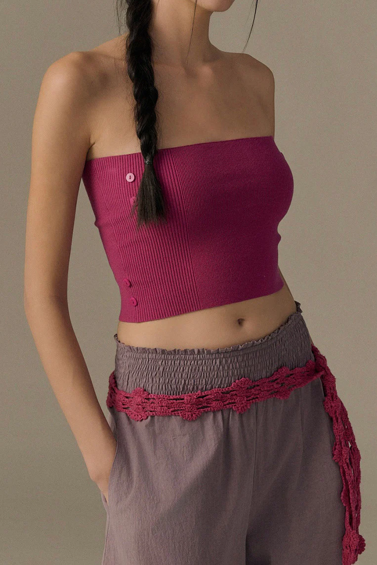 o cloche code 26SS Button Bandeau Two-Piece Set OCC-OH26SB9022-ZHCZ F-T Purple/Tea Brown - Image 2