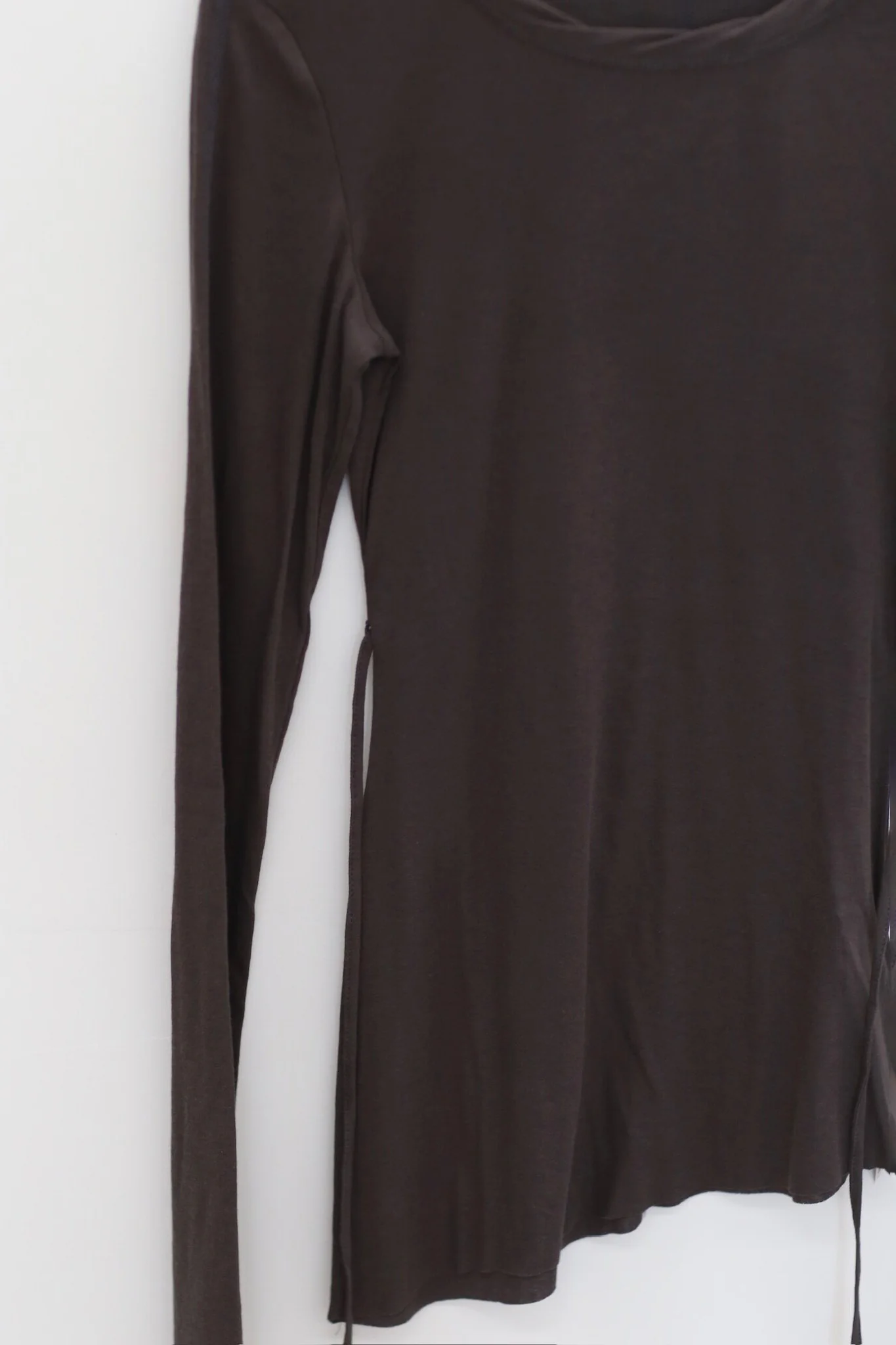 o cloche code 26SS Casual tie-waist long-sleeved shirt OCC-OS26ST003N-WH (NOIR matte black) - Image 2