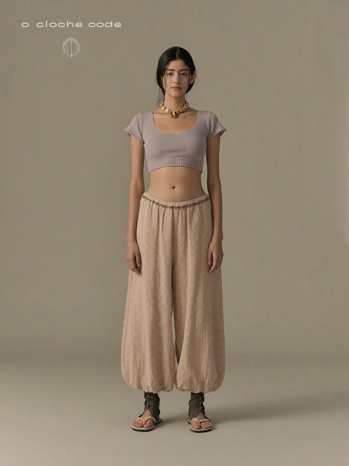 o cloche code 26SS (Dark patterned lantern pants OCC-OS26SP007O-YM OAT Oatmeal color) - Image 6