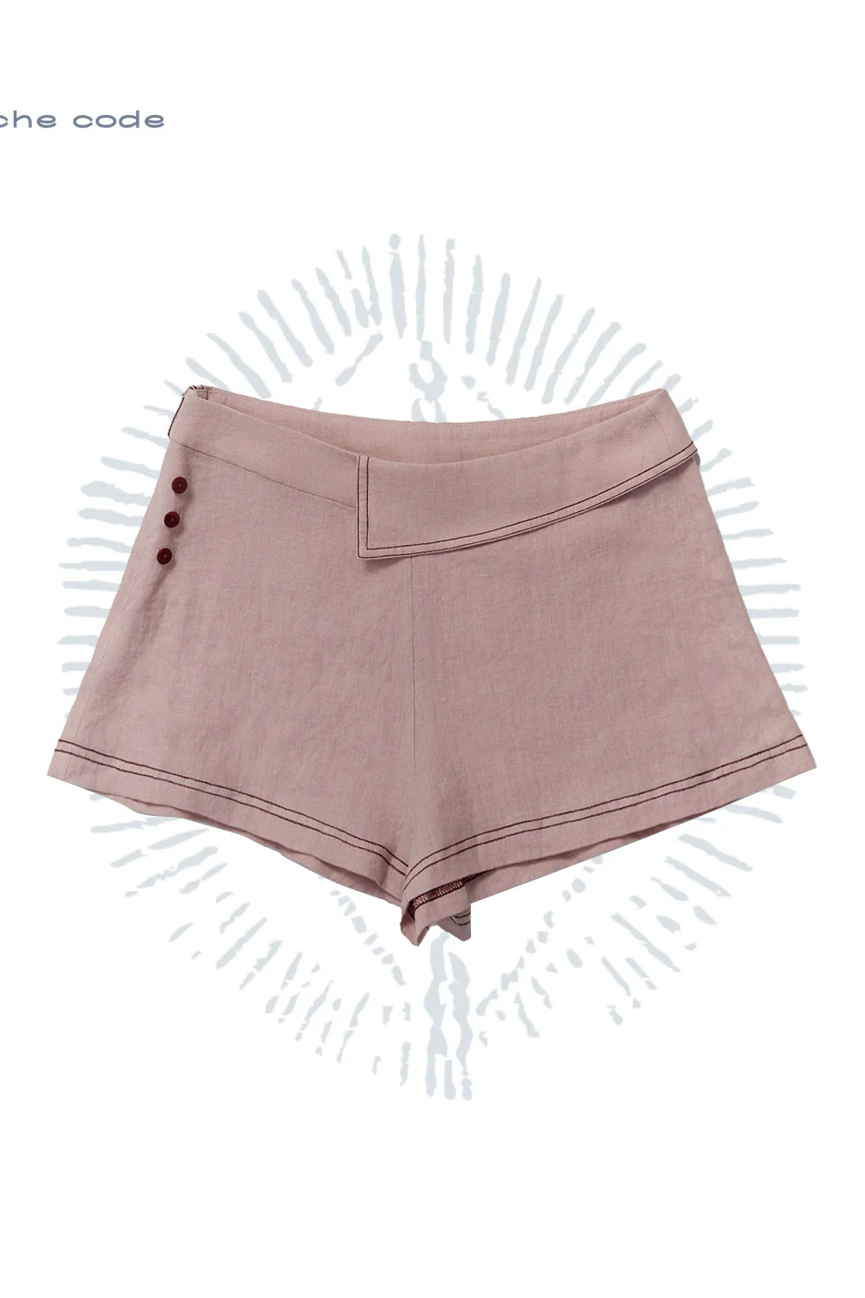 o cloche Code 26SS Fold-over Waistband Linen Shorts – Breathable, dry-feel, and naturally rustic (OCC-OS26SP021L-HF – Lotus Pink) - Image 2