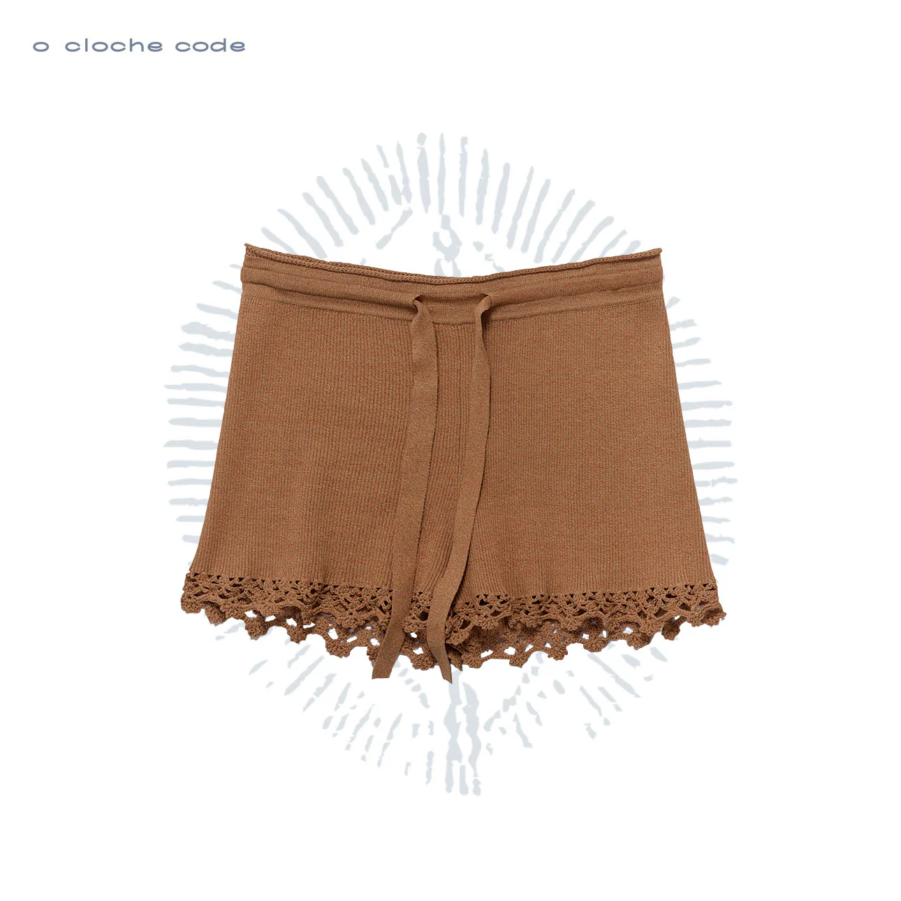 o cloche code 26SS hand-crocheted floral tie-front shorts OCC-OH26SP9021A-XC (Apricot Orange) - Image 5