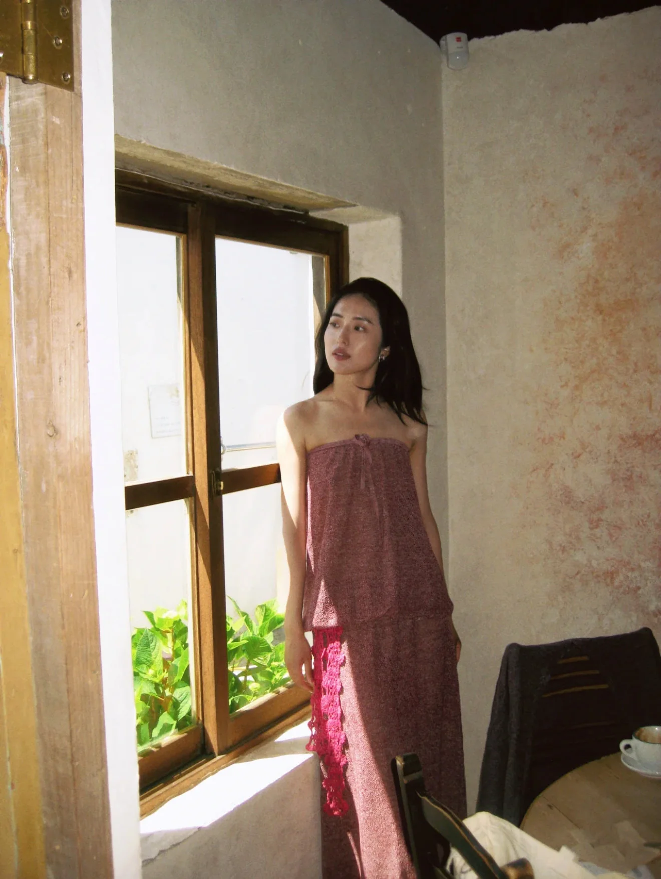 o cloche code 26SS Hollowed-out jellyfish dress OCC-OH26SQ025M-SHF Deep red maple color - Image 16