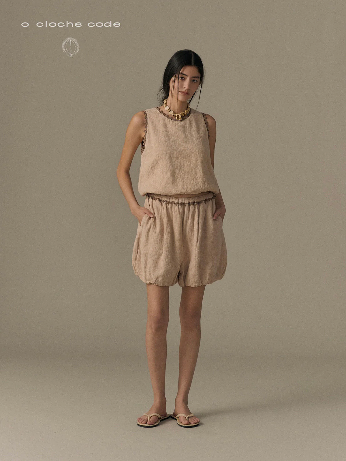 o cloche Code 26SS Jacquard Pattern Tulip-Hem Vest OCC-OS26SV004O-YM (Oatmeal) - Image 7